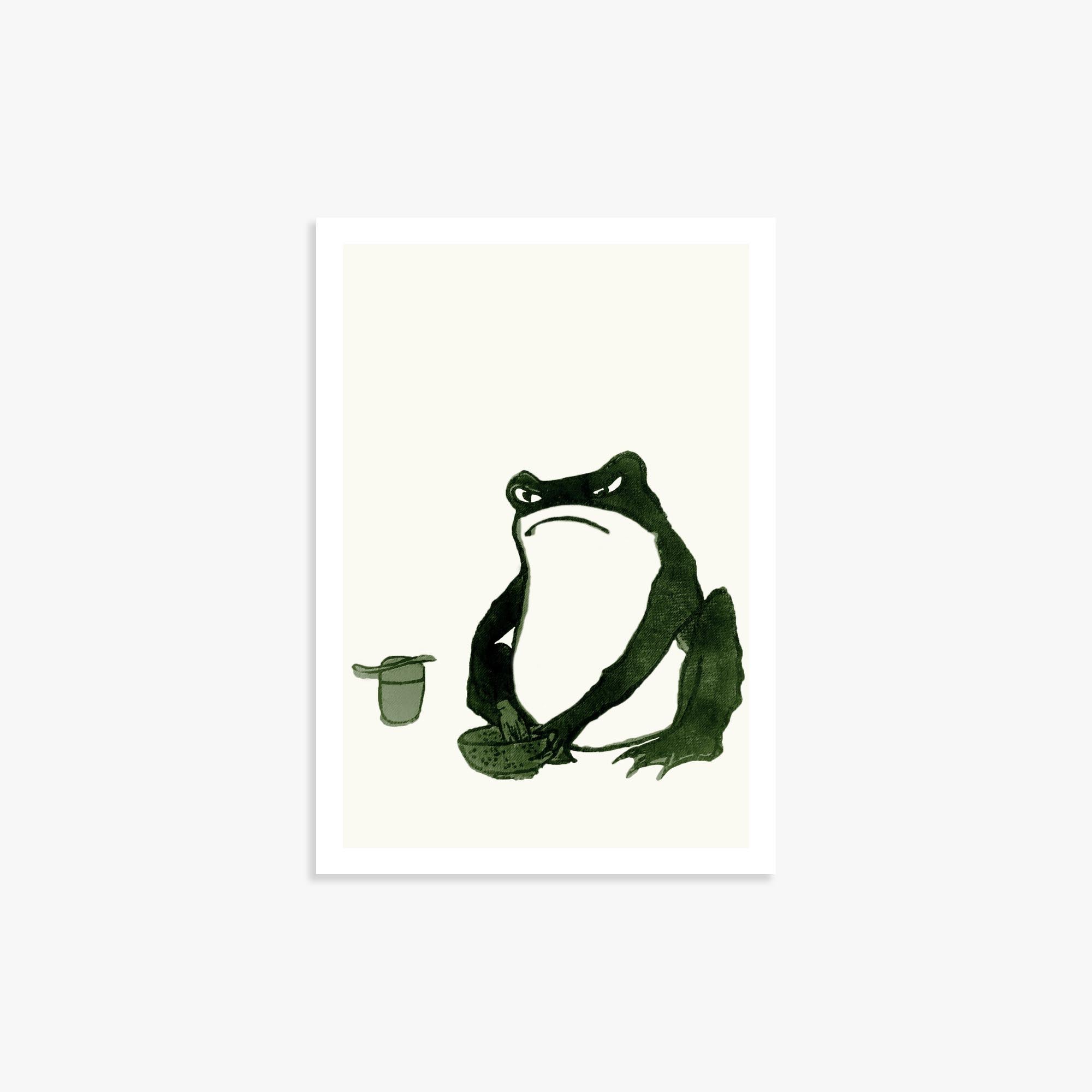 Hiroshige II: Angry frog whisking tea 21x30 cm Art Reproduction Unframed