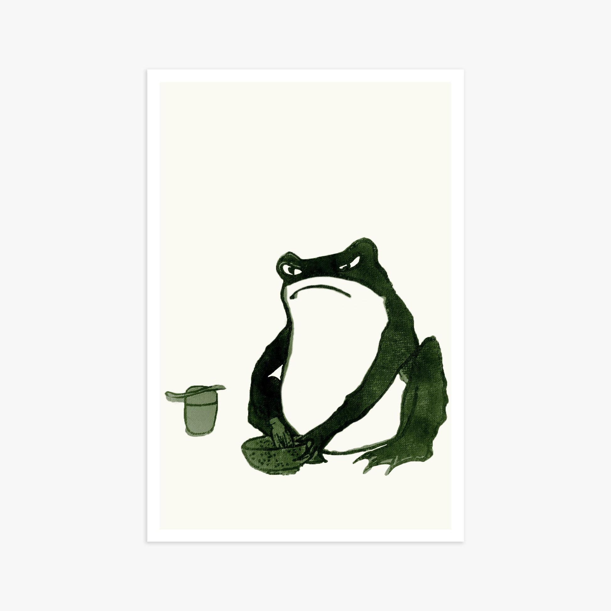 Hiroshige II: Angry frog whisking tea 61x91 cm Art Reproduction Unframed