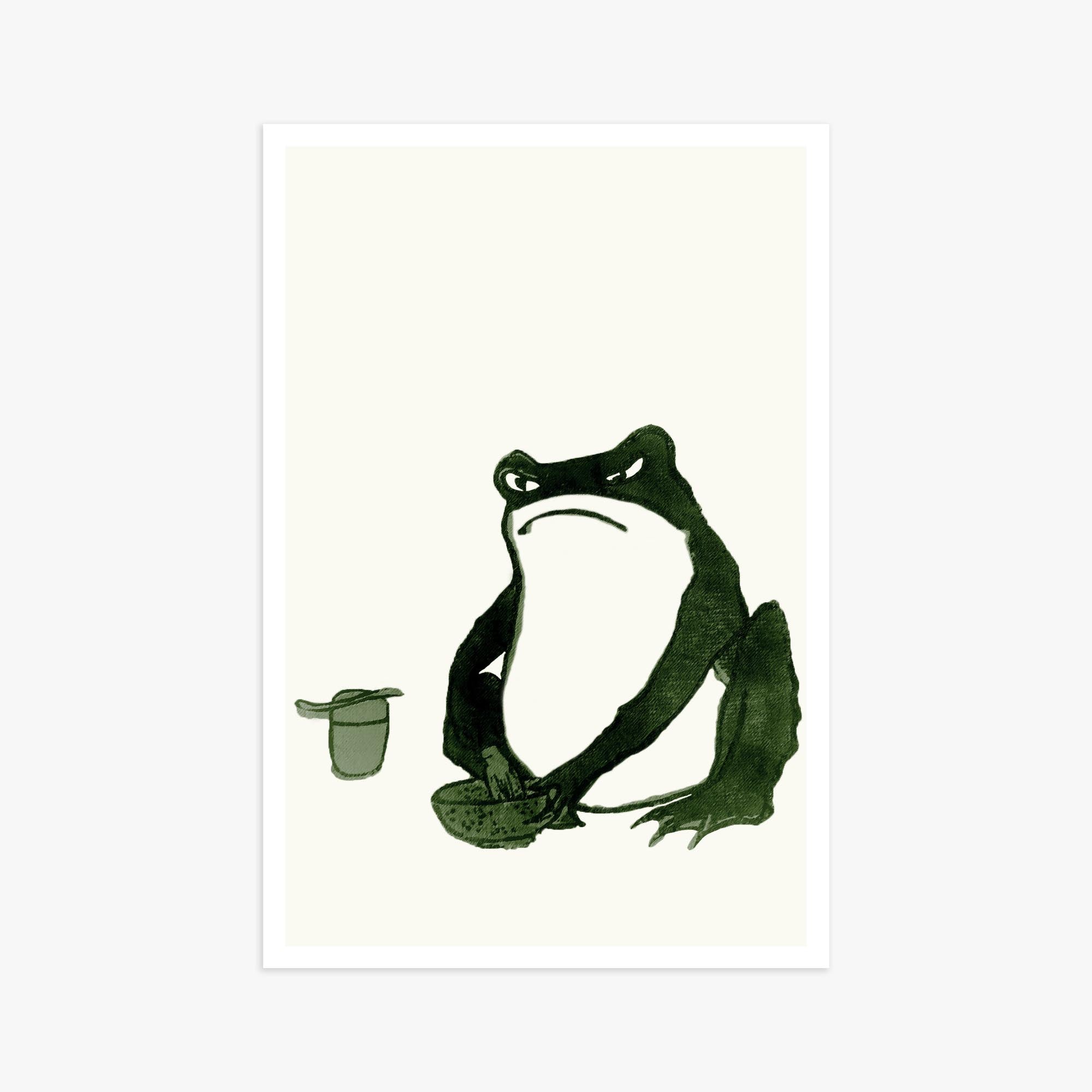 Hiroshige II: Angry frog whisking tea 61x91 cm Art Reproduction Unframed