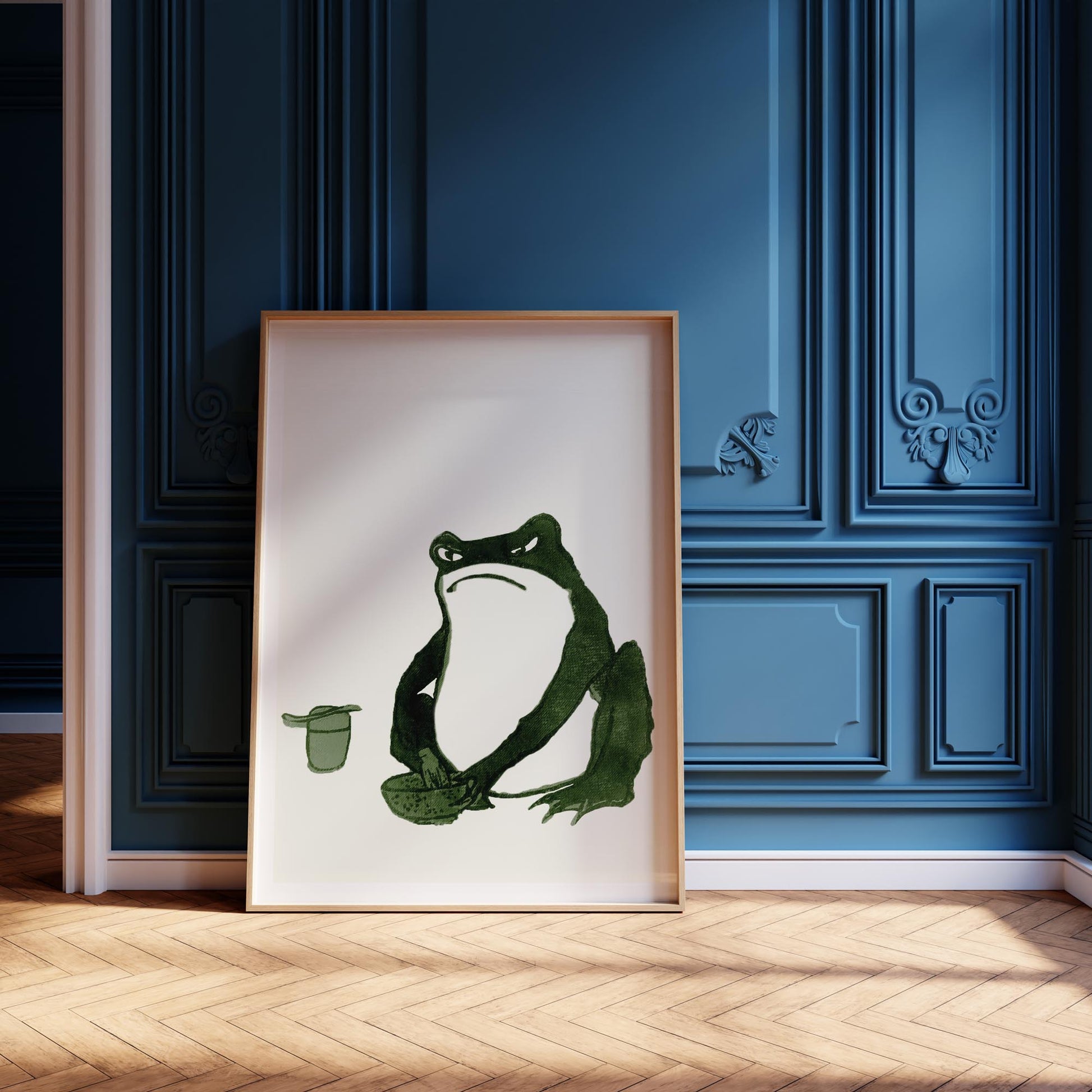Design concept No. 12 for Hiroshige II: Angry frog whisking tea Japanese Wall Art
