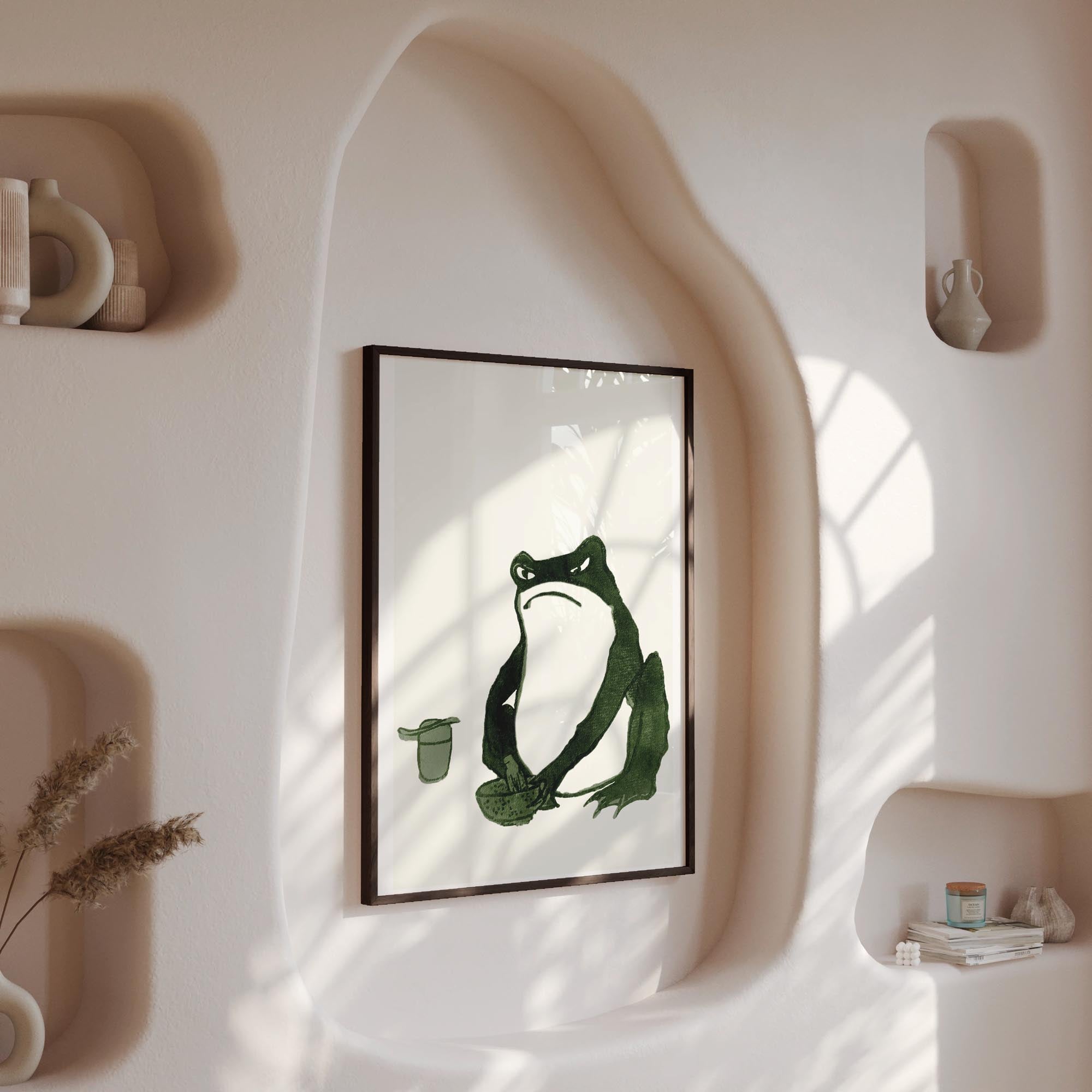 Design concept No. 13 for Hiroshige II: Angry frog whisking tea Japanese Wall Art