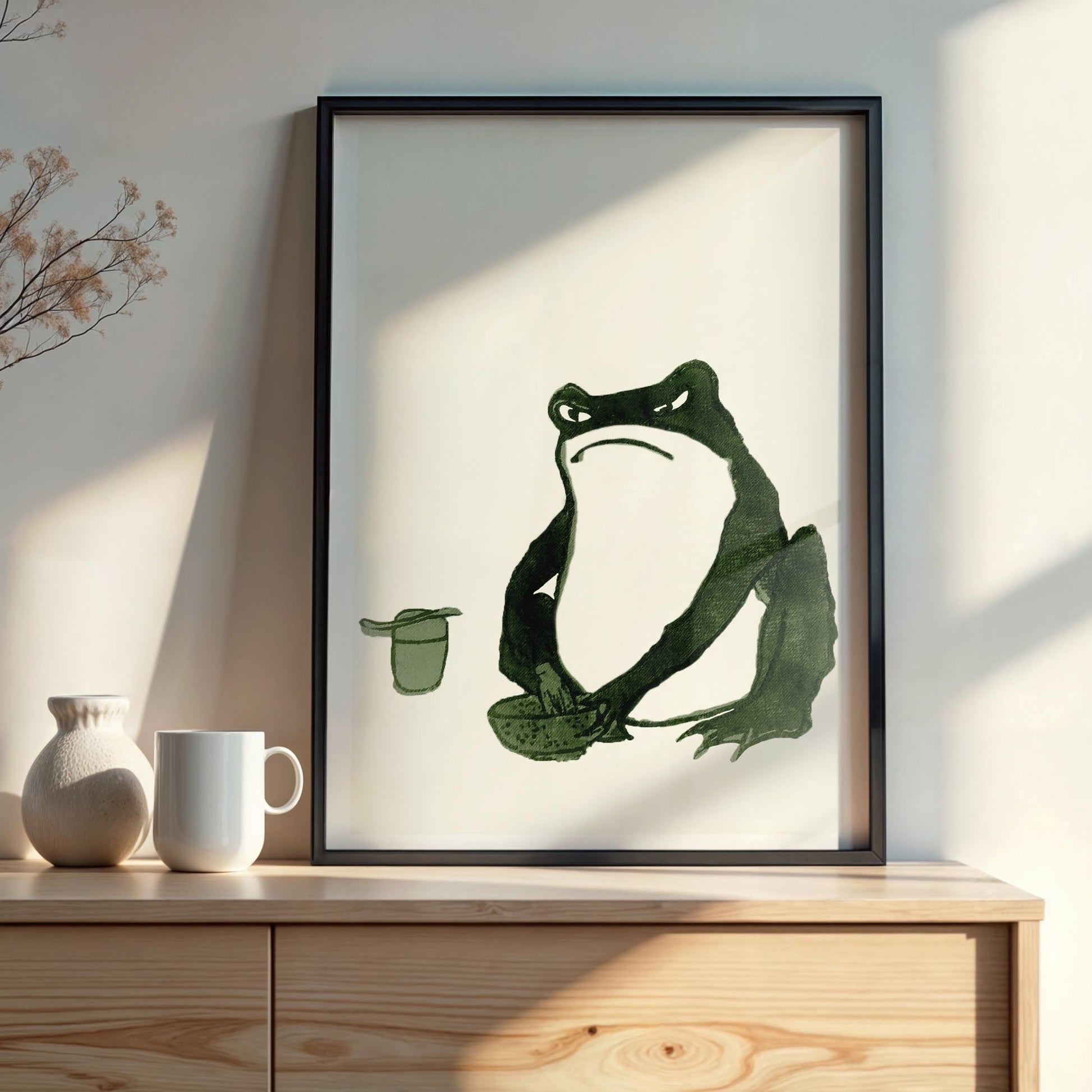 Design concept No. 22 for Hiroshige II: Angry frog whisking tea Japanese Wall Art