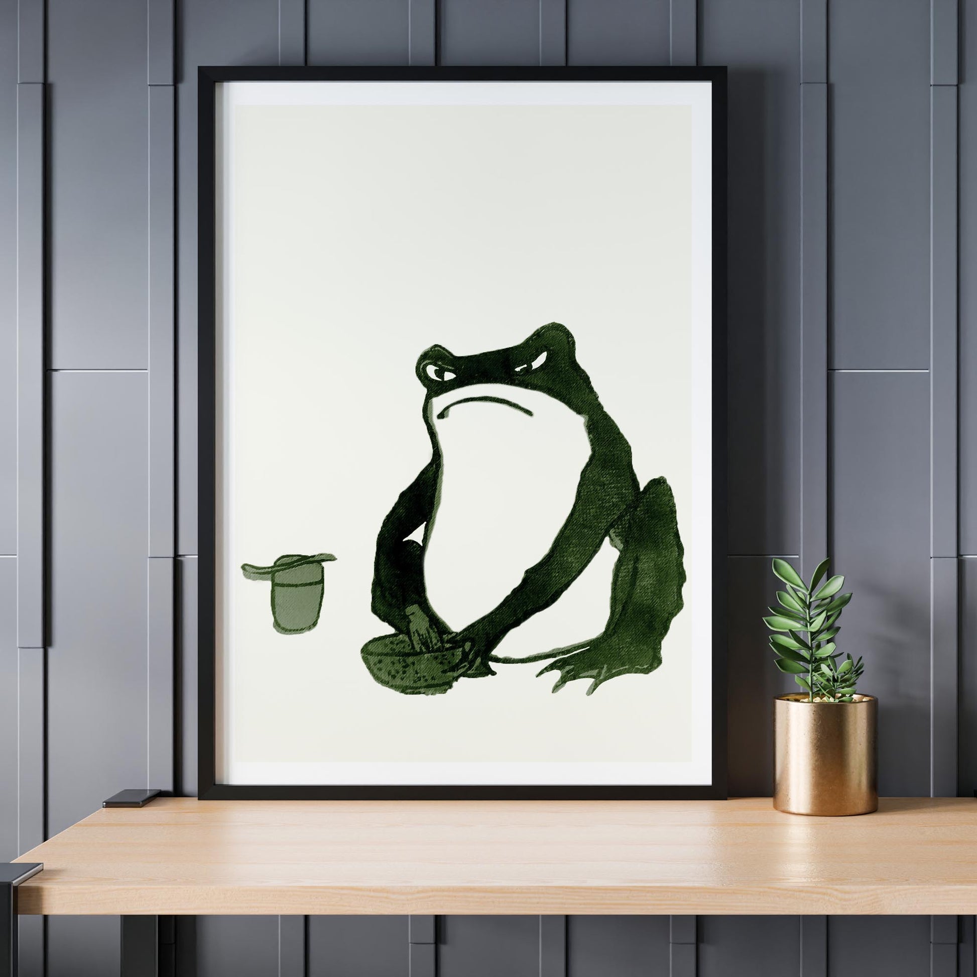 Design concept No. 24 for Hiroshige II: Angry frog whisking tea Japanese Wall Art
