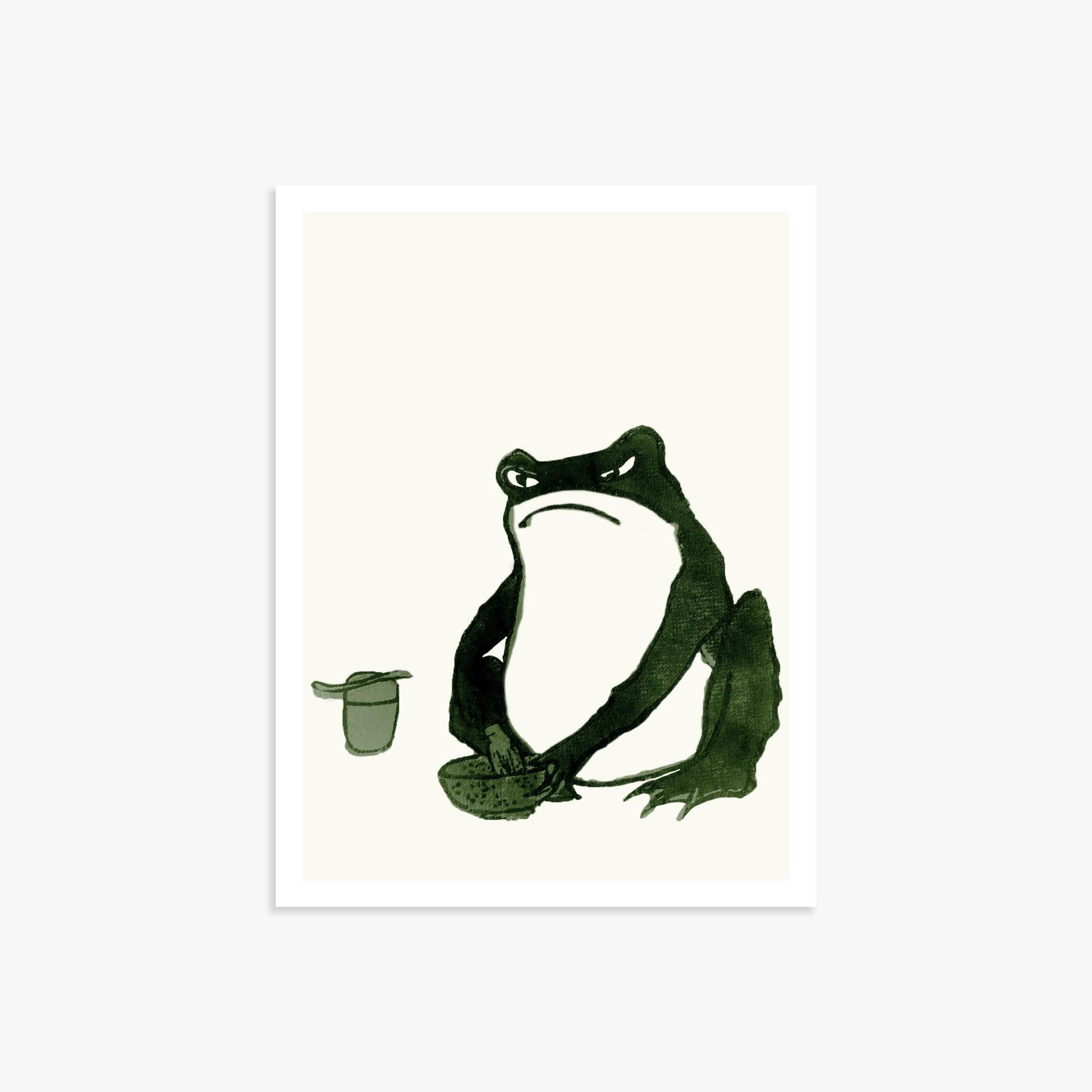 Hiroshige II: Angry frog whisking tea 30x40 cm Art Reproduction Unframed
