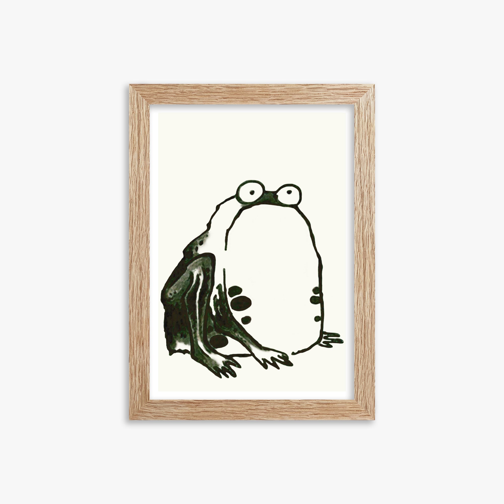Itō Jakuchū: Sumo Toad, 21x30cm Framed Art Reproduction With Raw Oak Frame