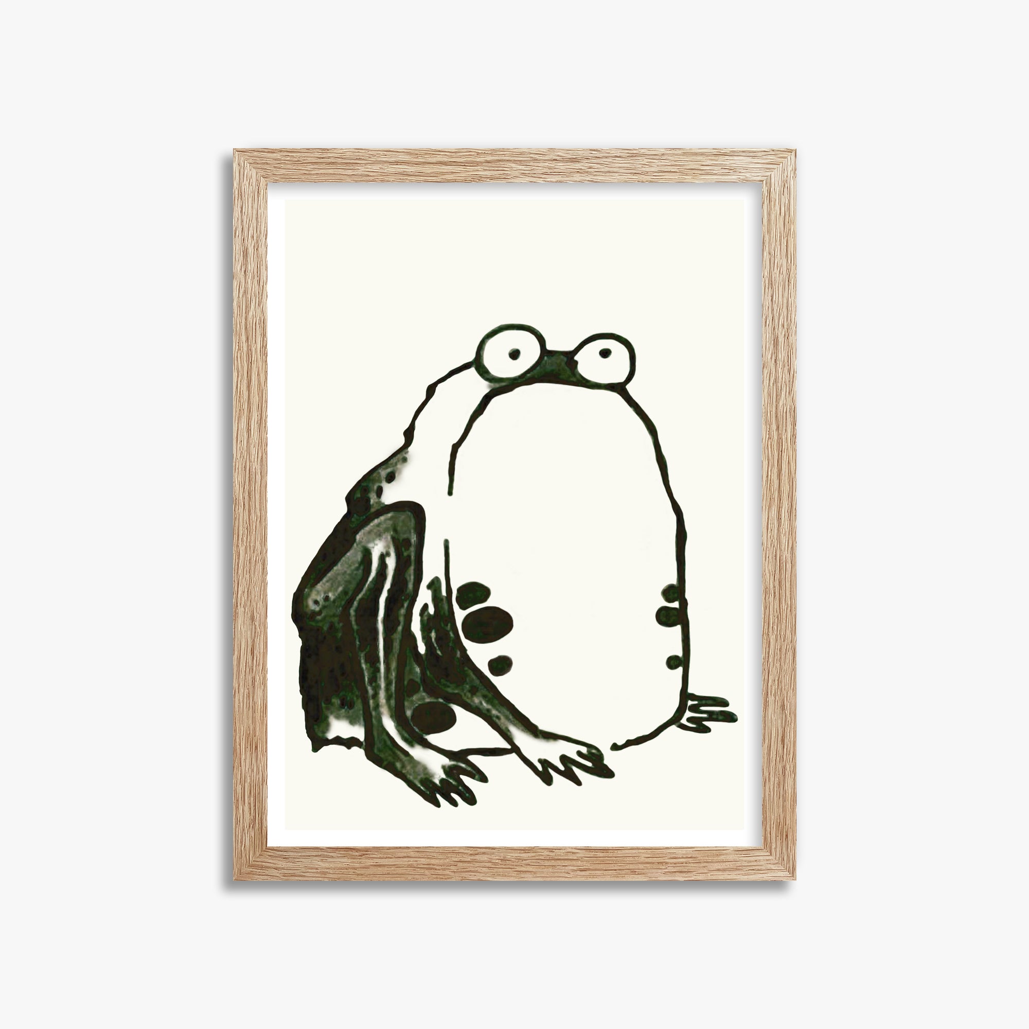 Itō Jakuchū: Sumo Toad, 30x40cm Framed Art Reproduction With Raw Oak Frame