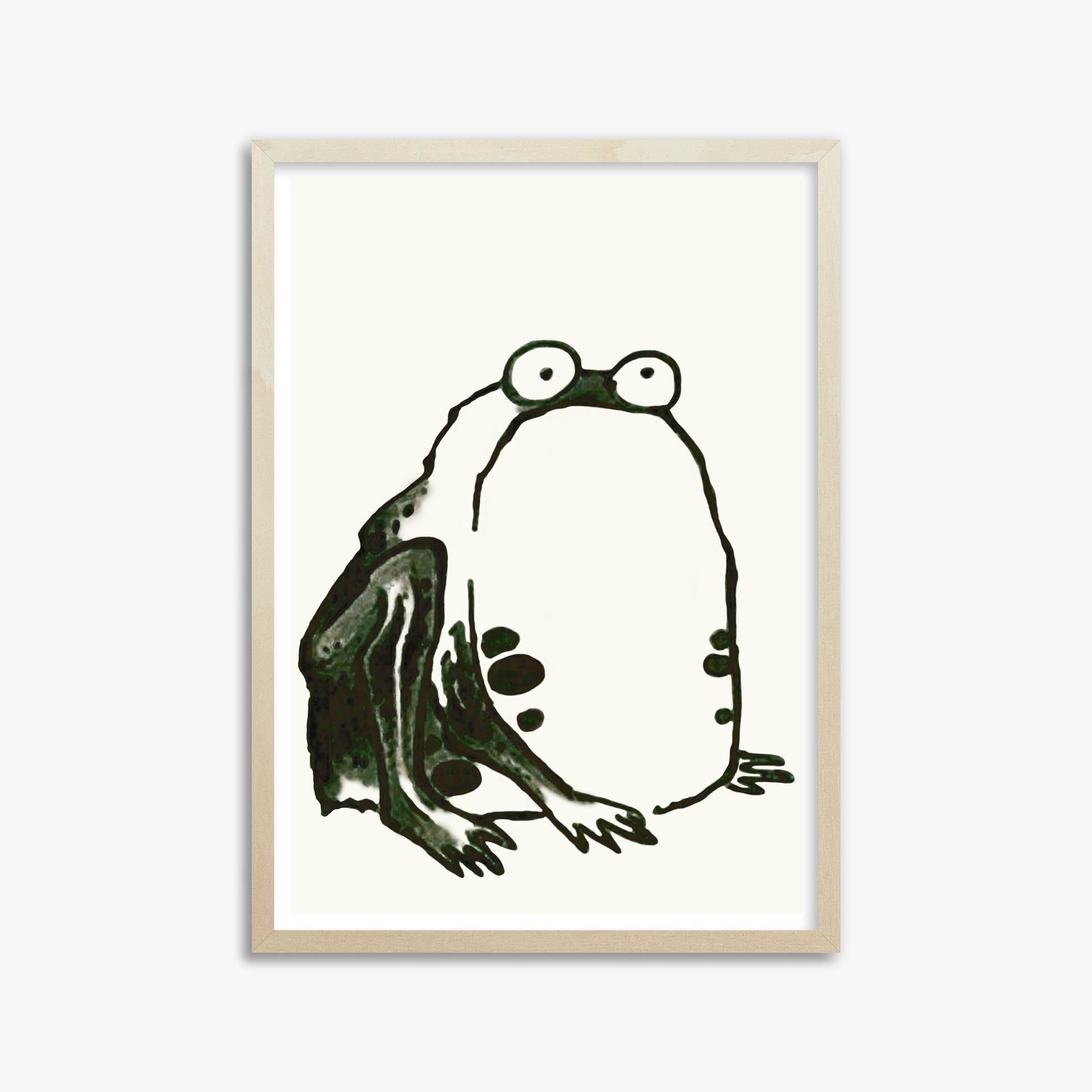 Itō Jakuchū: Sumo Toad, 50x70cm Framed Art Reproduction With Lime Wood Frame