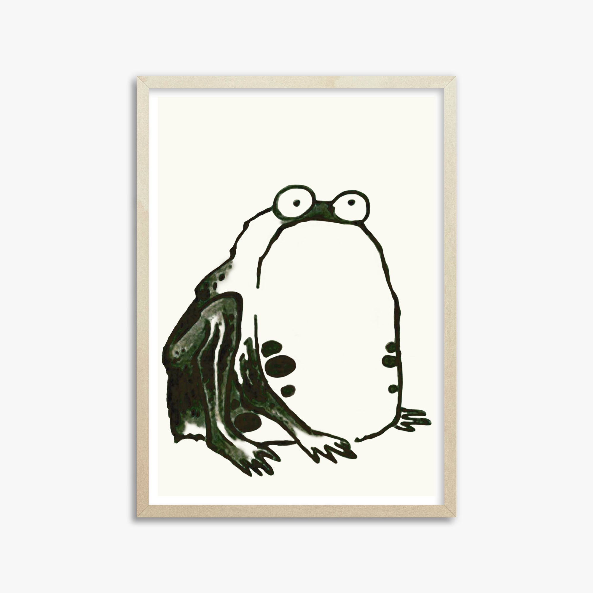Itō Jakuchū: Sumo Toad, 50x70cm Framed Art Reproduction With Lime Wood Frame