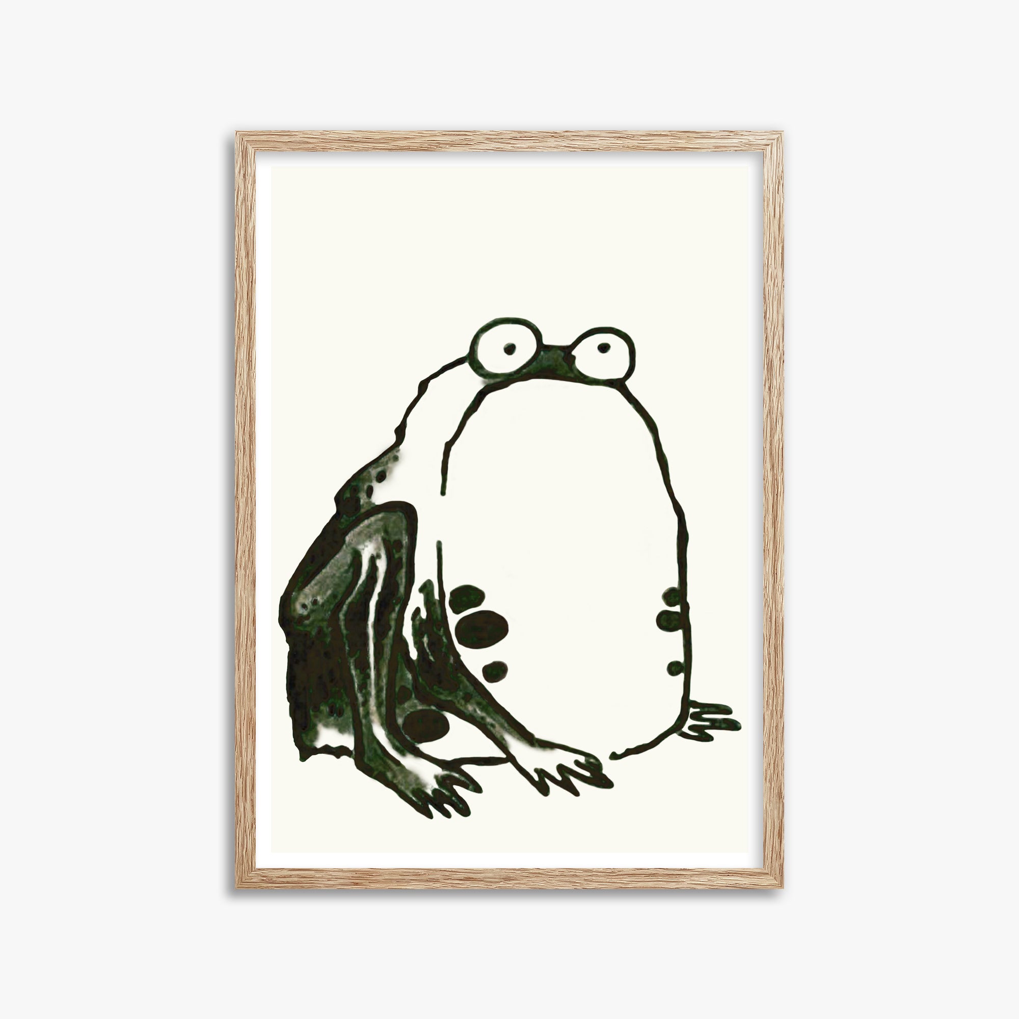 Itō Jakuchū: Sumo Toad, 50x70cm Framed Art Reproduction With Raw Oak Frame