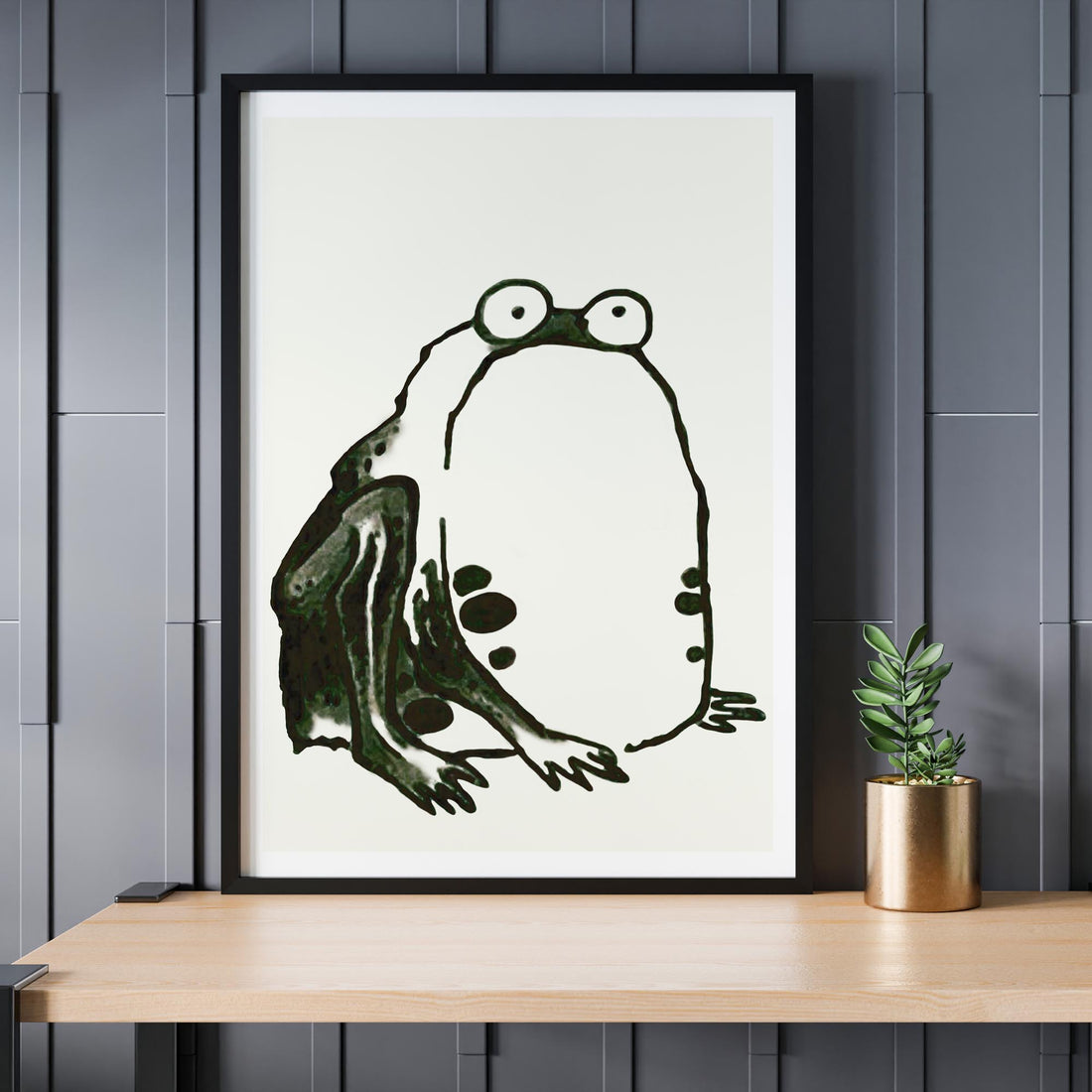 Itō Jakuchū: Sumo Toad 50x70 cm Art Reproduction With Black Frame