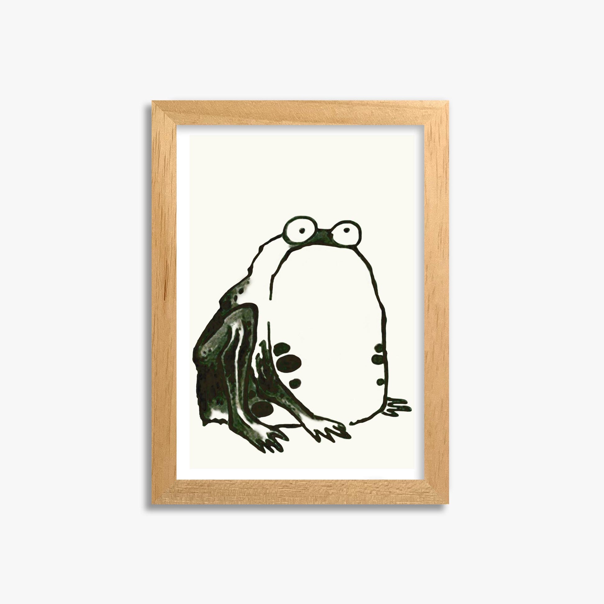 Itō Jakuchū: Sumo Toad 21x30 cm Art Reproduction With Oak Frame