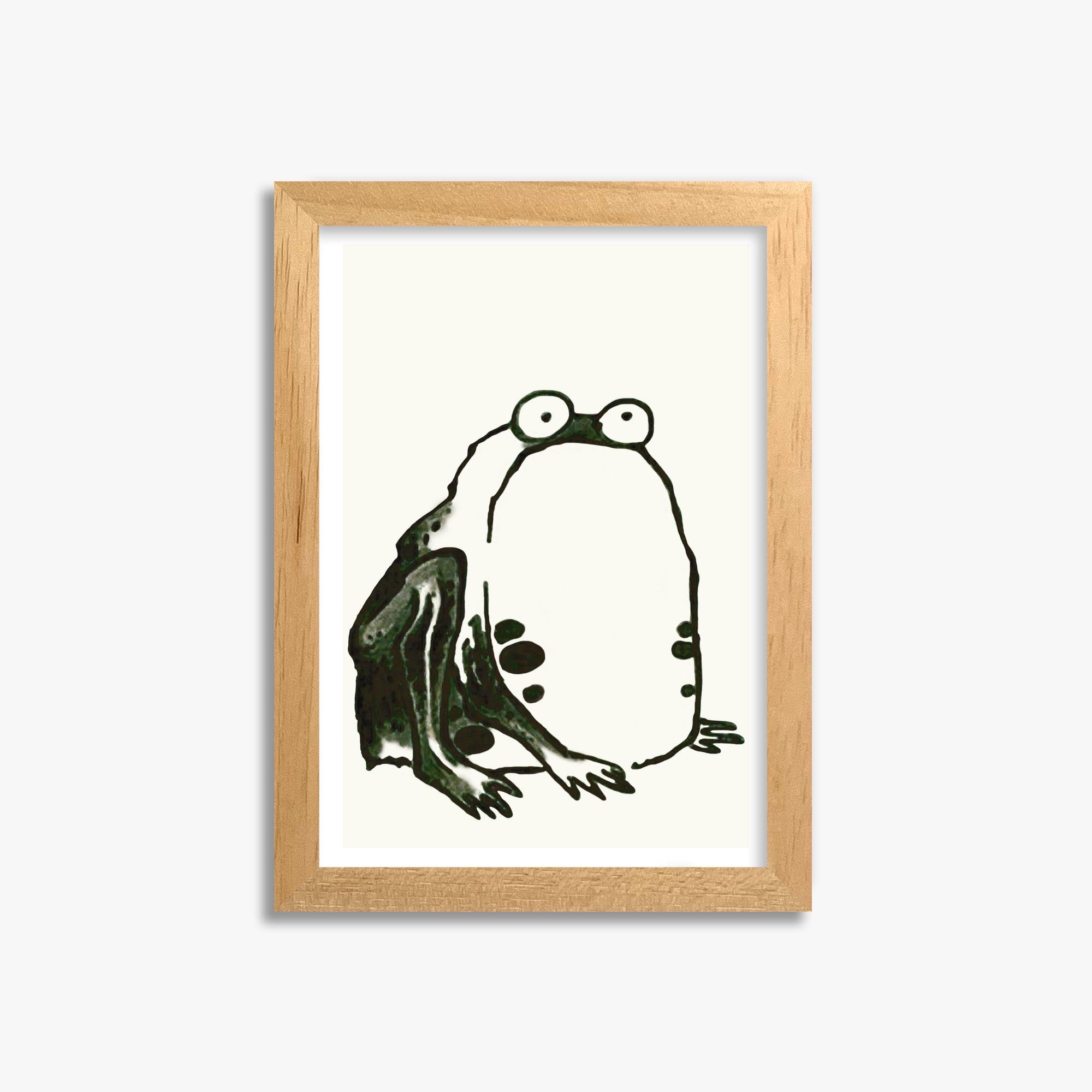 Itō Jakuchū: Sumo Toad 21x30 cm Art Reproduction With Oak Frame