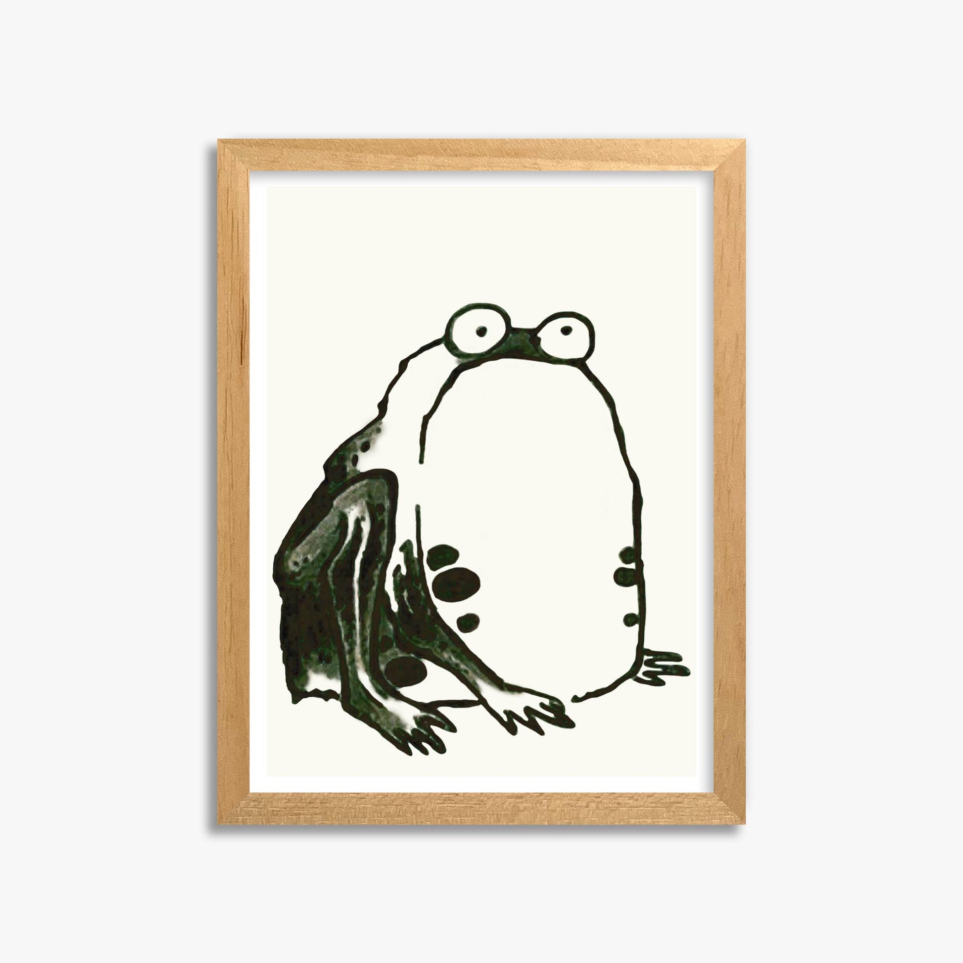 Itō Jakuchū: Sumo Toad 30x40 cm Art Reproduction With Oak Frame