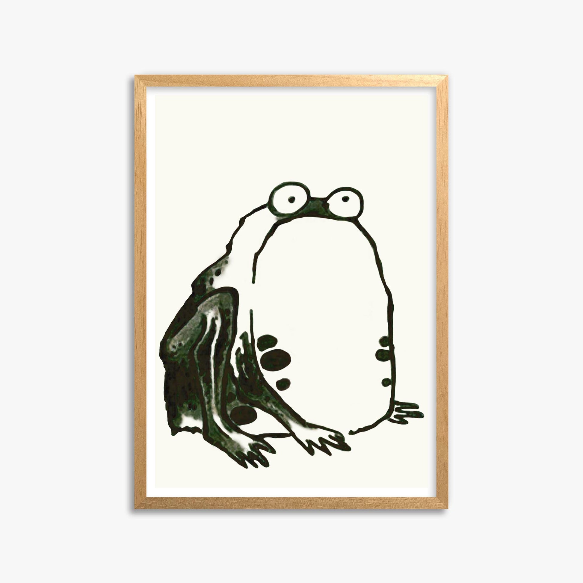 Itō Jakuchū: Sumo Toad 50x70 cm Art Reproduction With Oak Frame