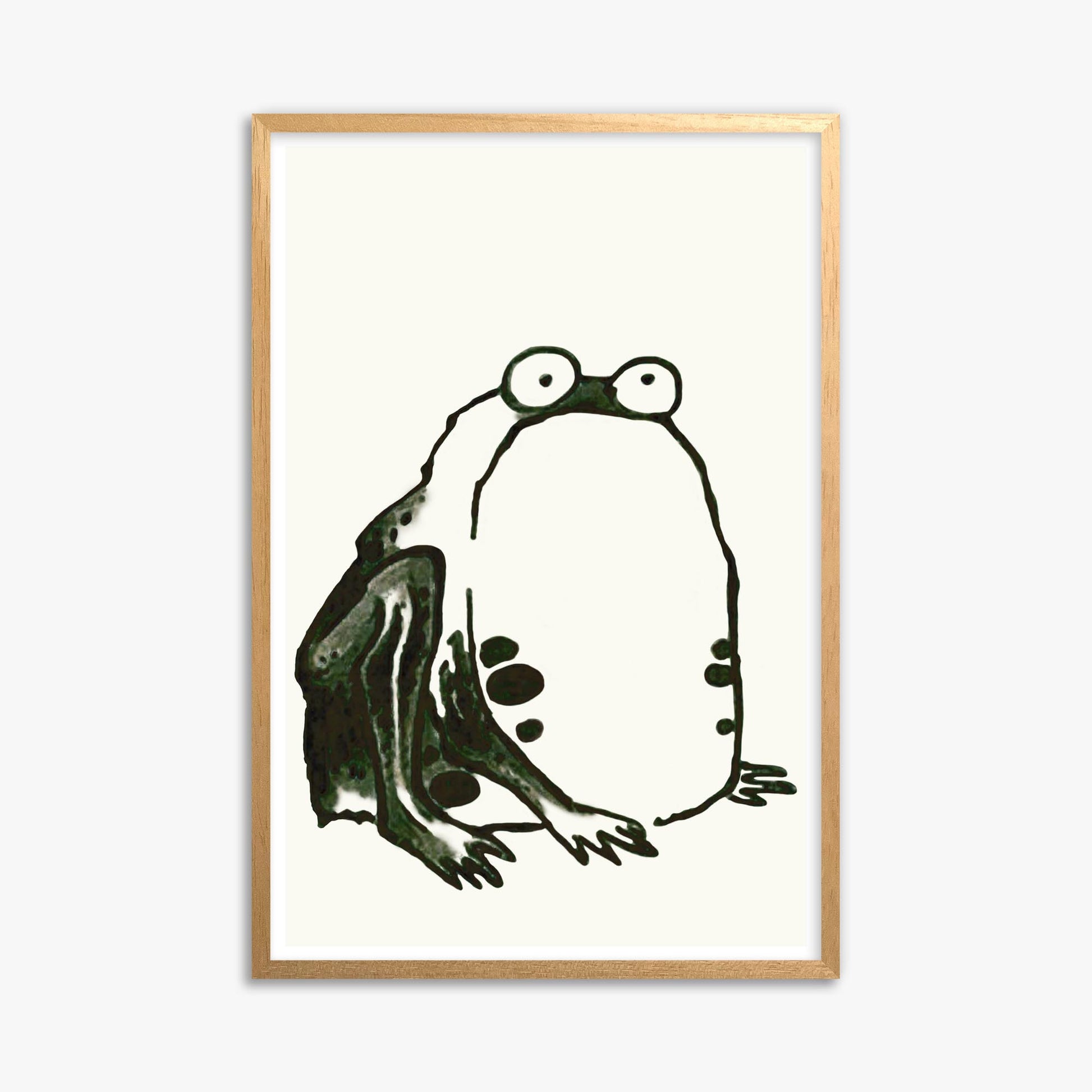 Itō Jakuchū: Sumo Toad 61x91 cm Art Reproduction With Oak Frame