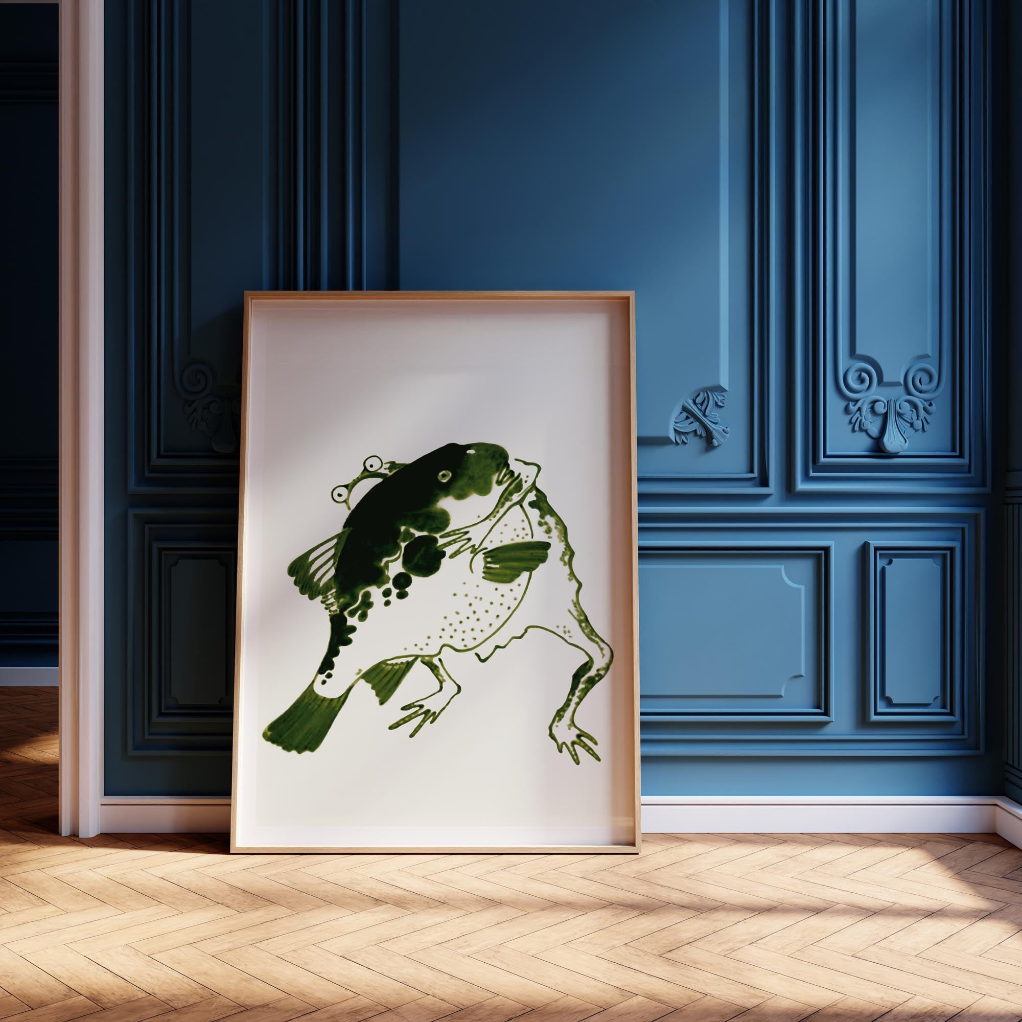 Design concept No. 12 for Itō Jakuchū: Toad and puffer fish sumo wrestlers Japanese Wall Art