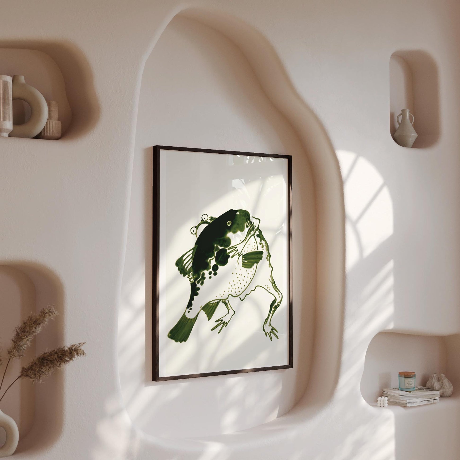 Design concept No. 13 for Itō Jakuchū: Toad and puffer fish sumo wrestlers Japanese Wall Art