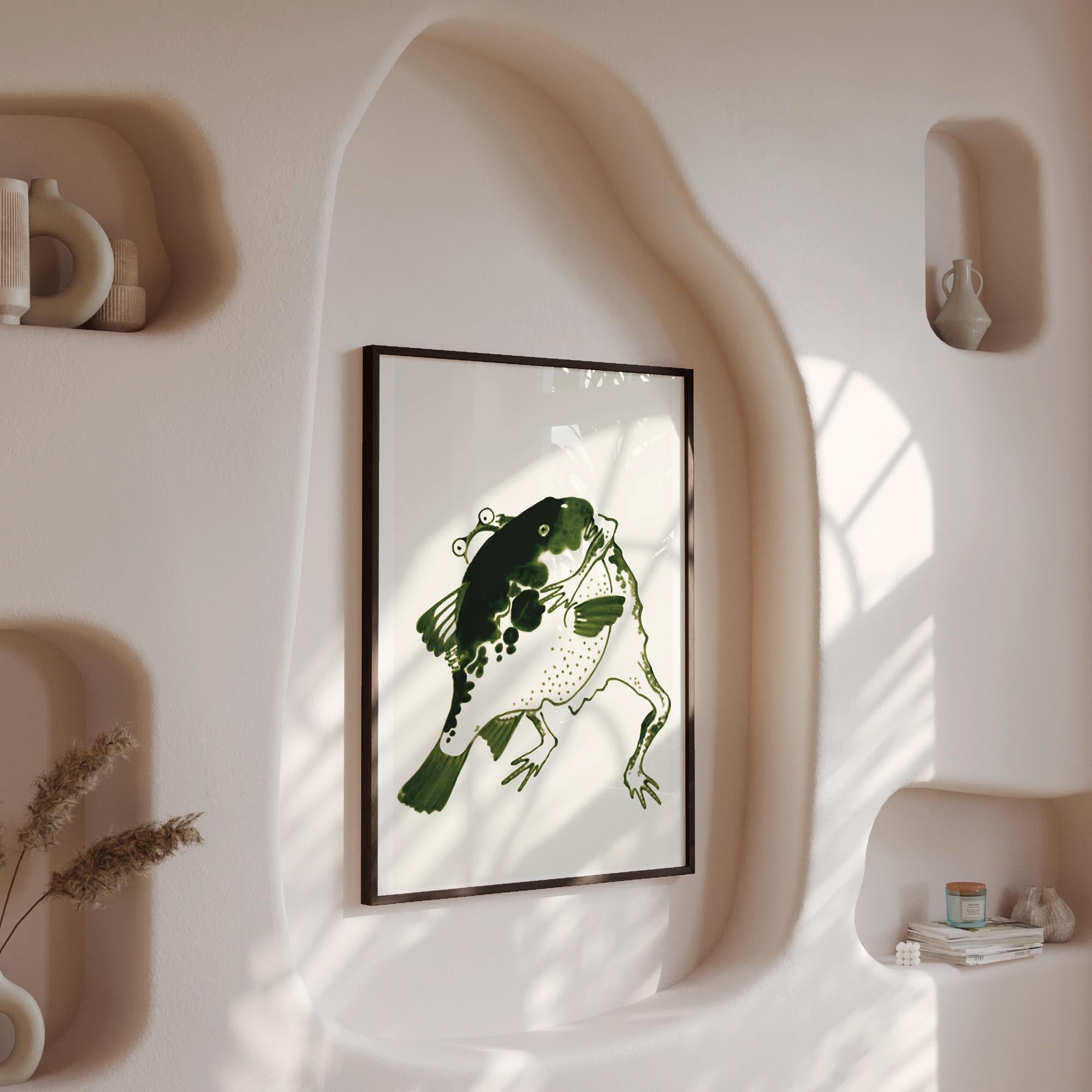 Design concept No. 13 for Itō Jakuchū: Toad and puffer fish sumo wrestlers Japanese Wall Art