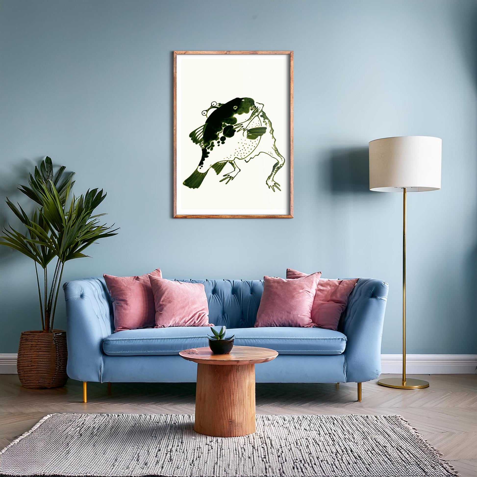 Design concept No. 28 for Itō Jakuchū: Toad and puffer fish sumo wrestlers Japanese Wall Art