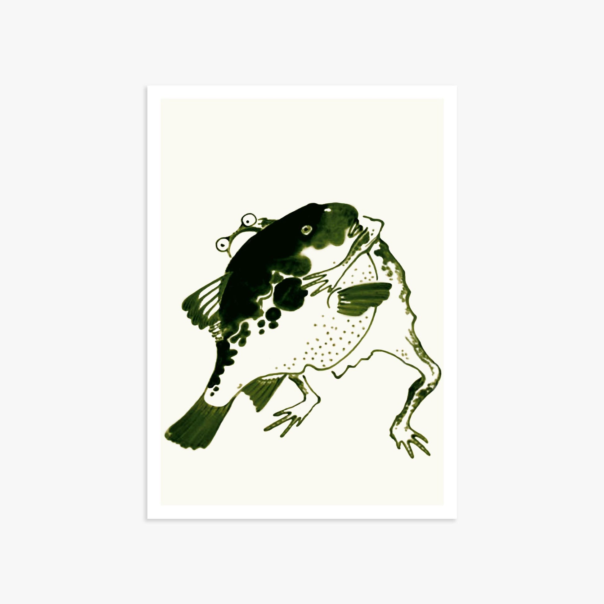 Itō Jakuchū: Toad and puffer fish sumo wrestlers 50x70 cm Art Reproduction Unframed