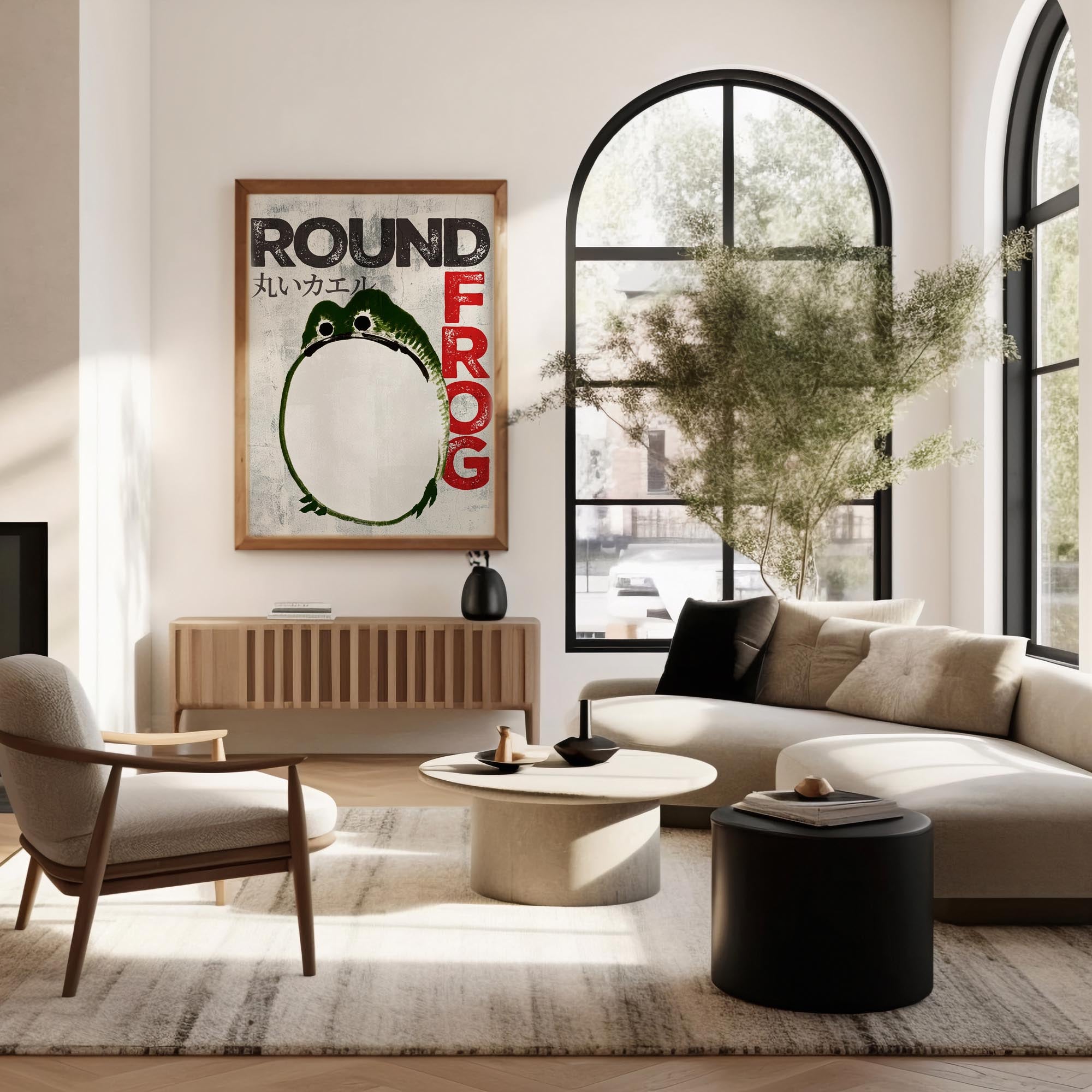 Design concept No. 40 for Ike no Taiga: Round Frog - Streetart-Style Japanese Wall Art