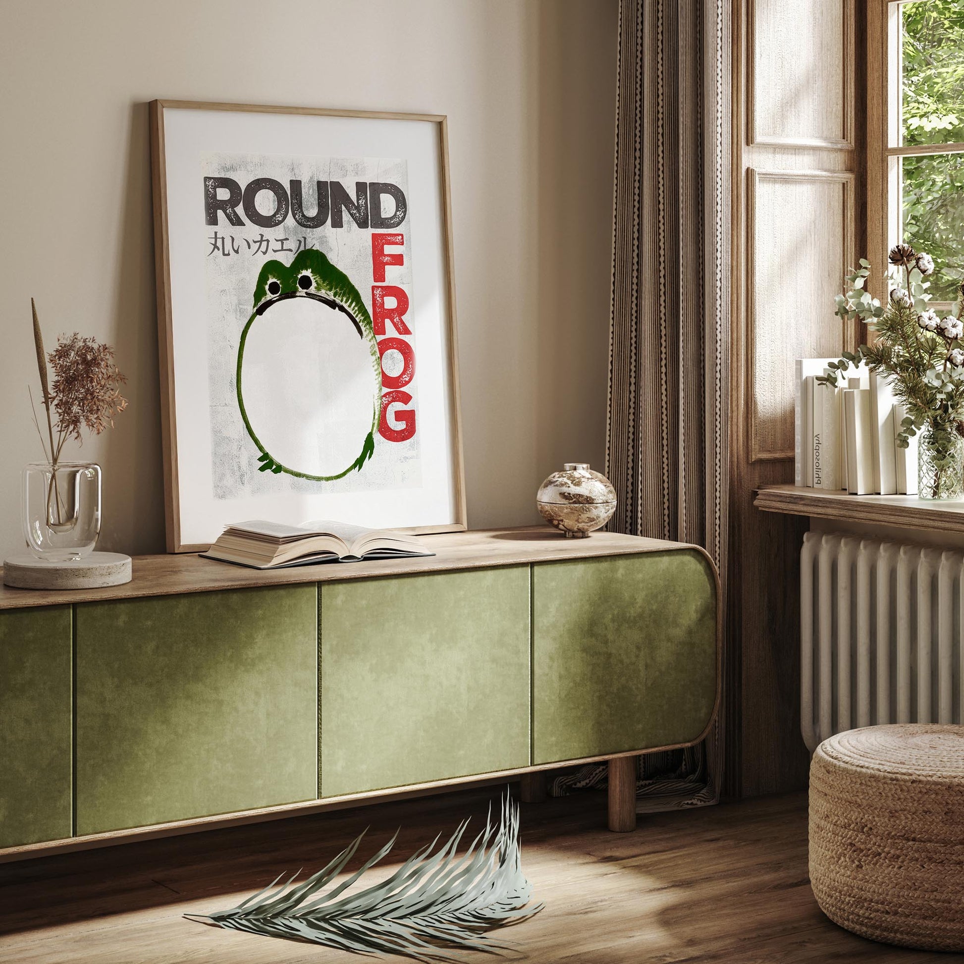 Design concept No. 23 for Ike no Taiga: Round Frog - Streetart-Style Japanese Wall Art