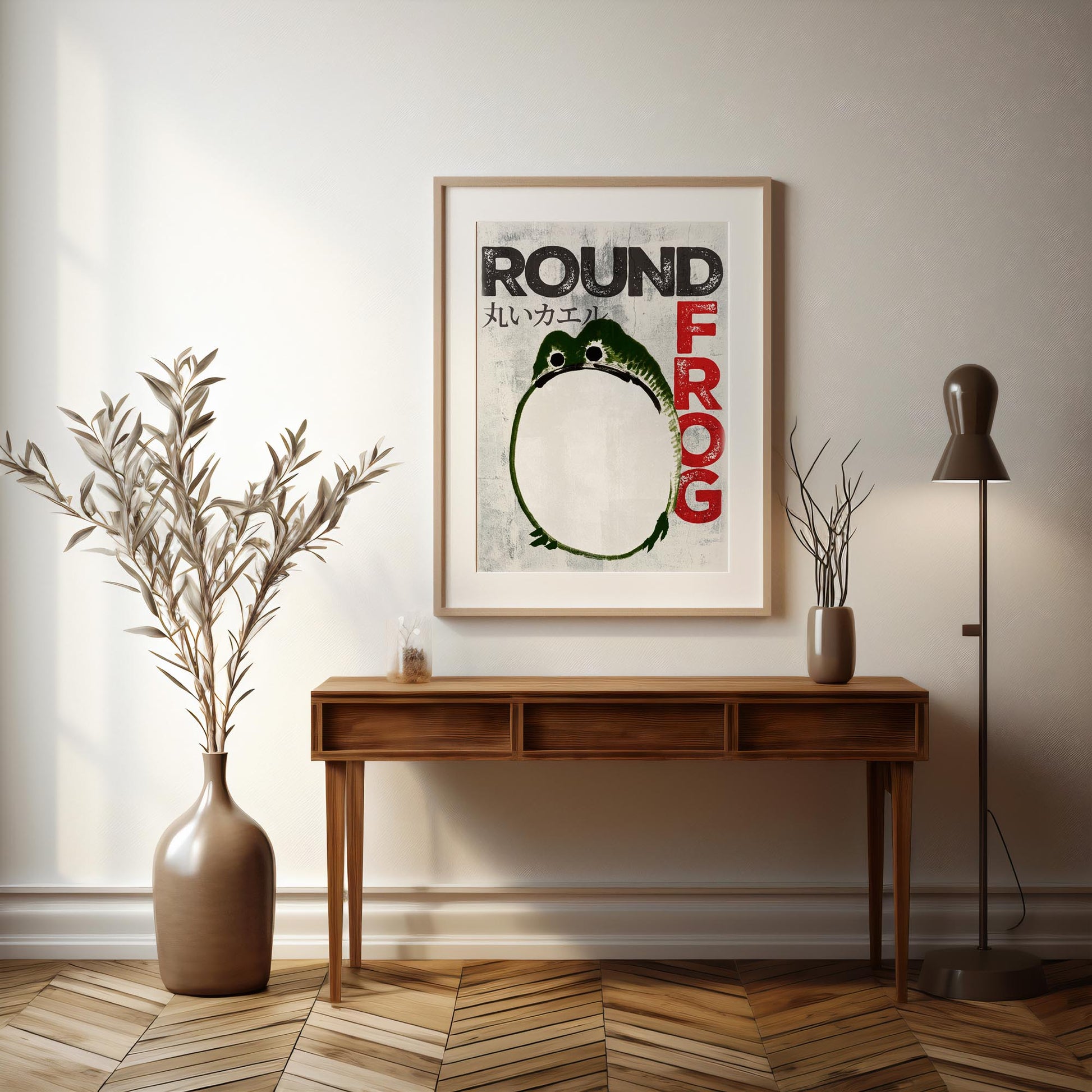 Design concept No. 37 for Ike no Taiga: Round Frog - Streetart-Style Japanese Wall Art