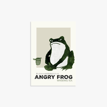 Hiroshige II: Angry frog whisking tea - Streetart-Style, 21x30cm Art Reproduction Unframed