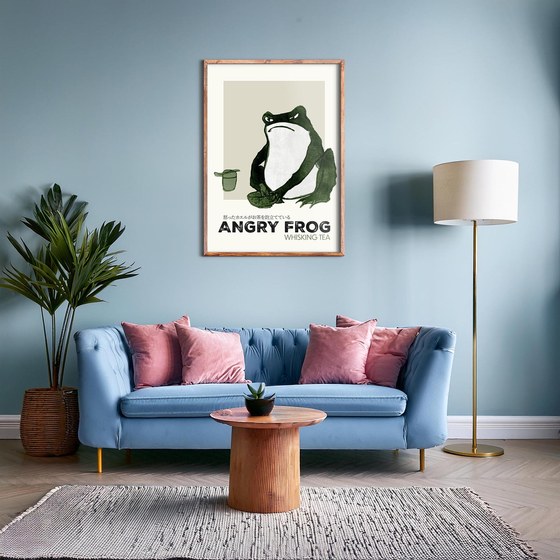 Design concept No. 28 for Hiroshige II: Angry frog whisking tea - Streetart-Style Japanese Wall Art