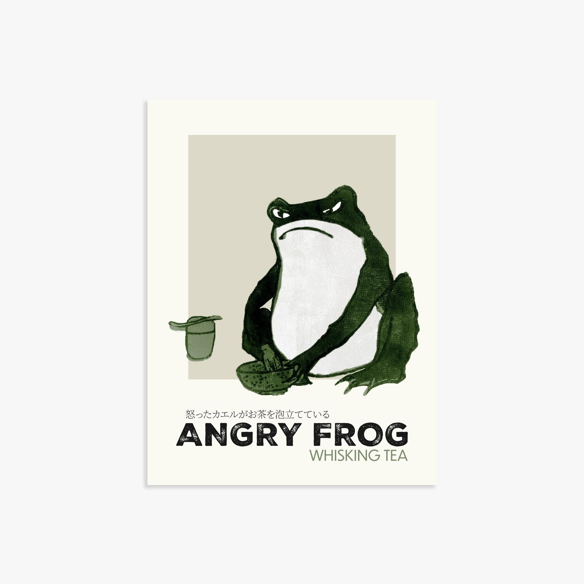 Hiroshige II: Angry frog whisking tea - Streetart-Style 30x40 cm Art Reproduction Unframed