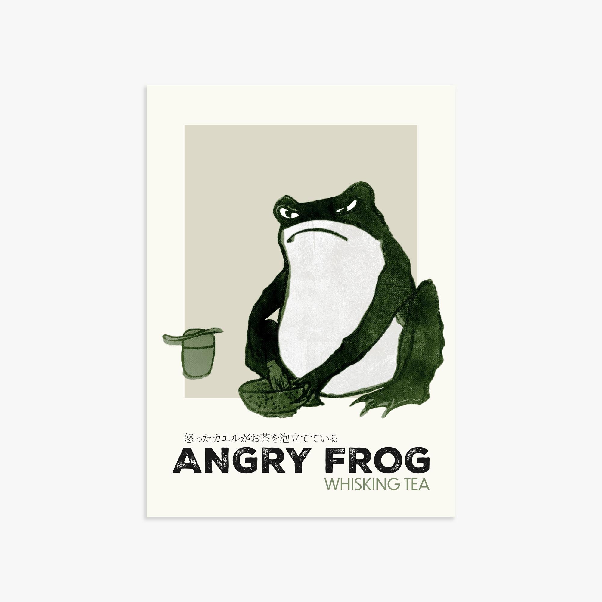 Hiroshige II: Angry frog whisking tea - Streetart-Style 50x70 cm Art Reproduction Unframed