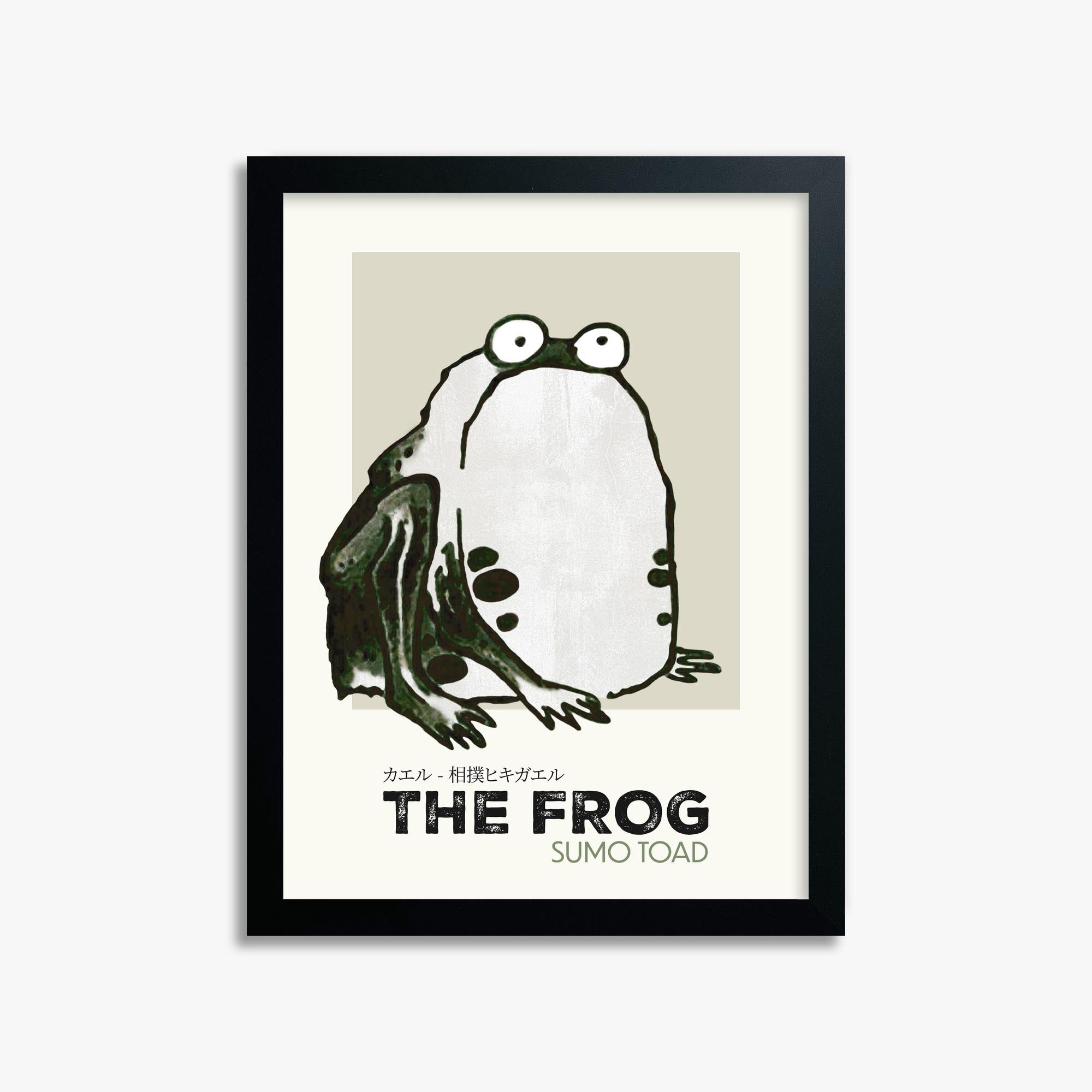 Itō Jakuchū: Sumo Toad - Streetart-Style 30x40 cm Art Reproduction With Black Frame