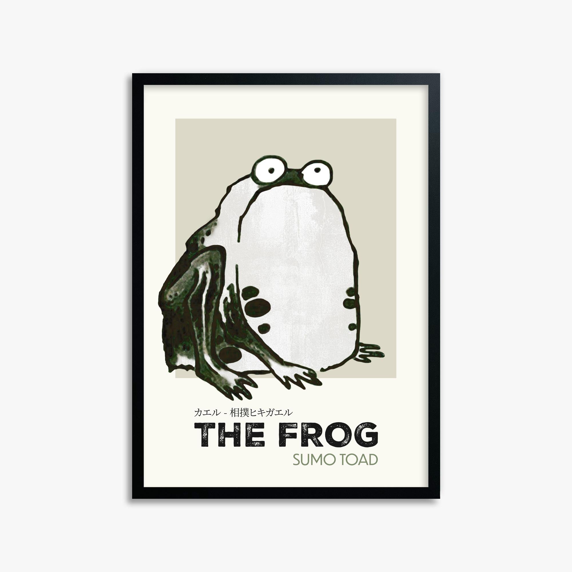 Itō Jakuchū: Sumo Toad - Streetart-Style 50x70 cm Art Reproduction With Black Frame