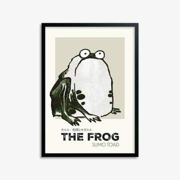 Itō Jakuchū: Sumo Toad - Streetart-Style 50x70 cm Art Reproduction With Black Frame