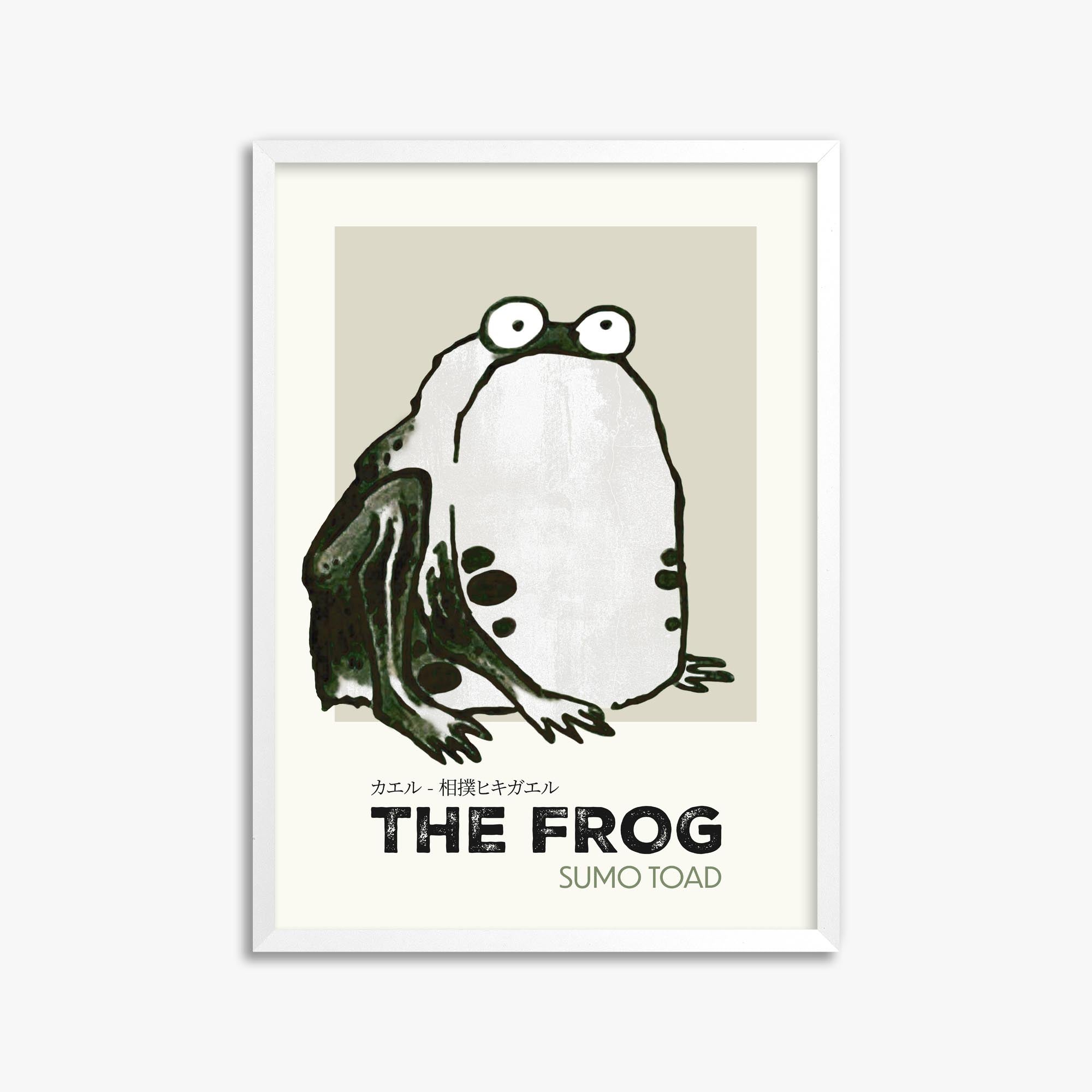 Itō Jakuchū: Sumo Toad - Streetart-Style 50x70 cm Art Reproduction With White Frame