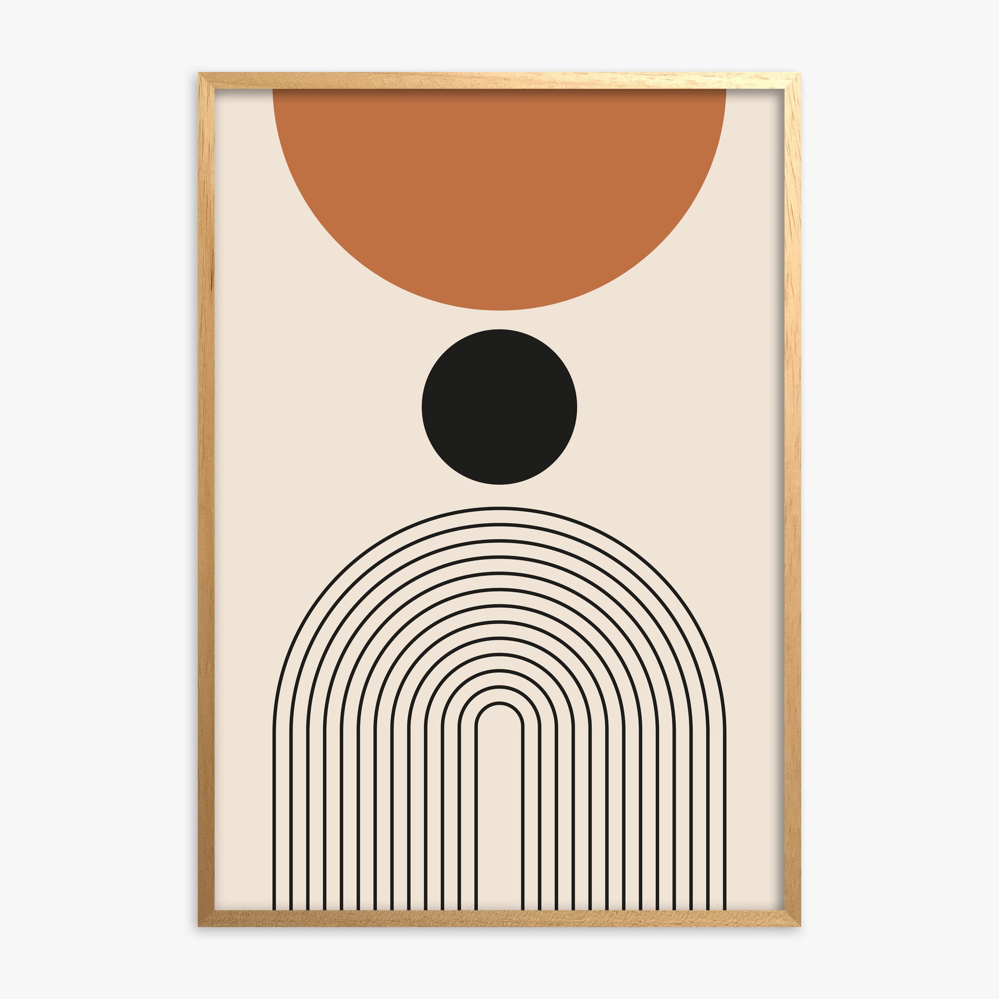 Descending Eclipse, Oak Framed Poster With Oak Frame