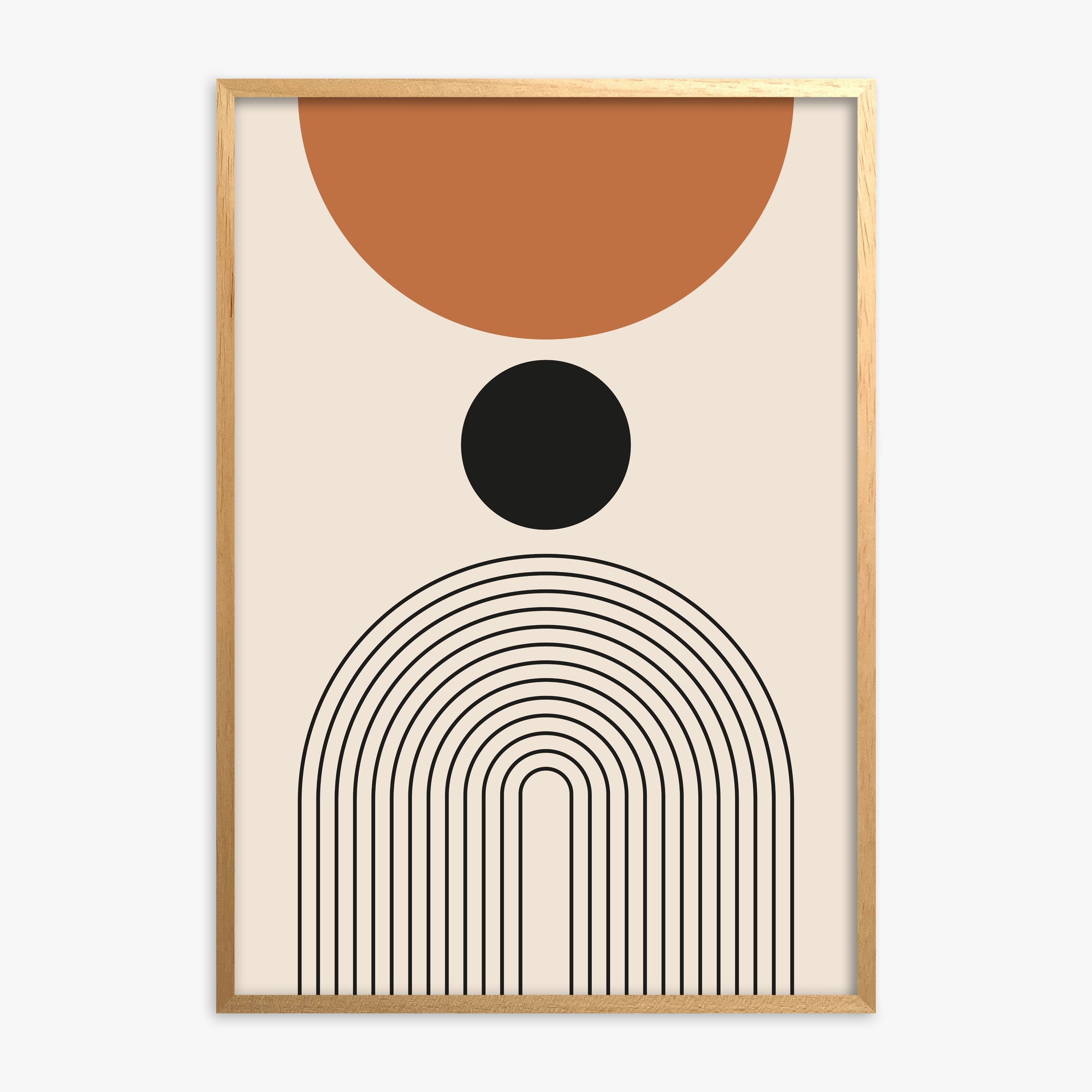 Descending Eclipse, Oak Framed Poster With Oak Frame