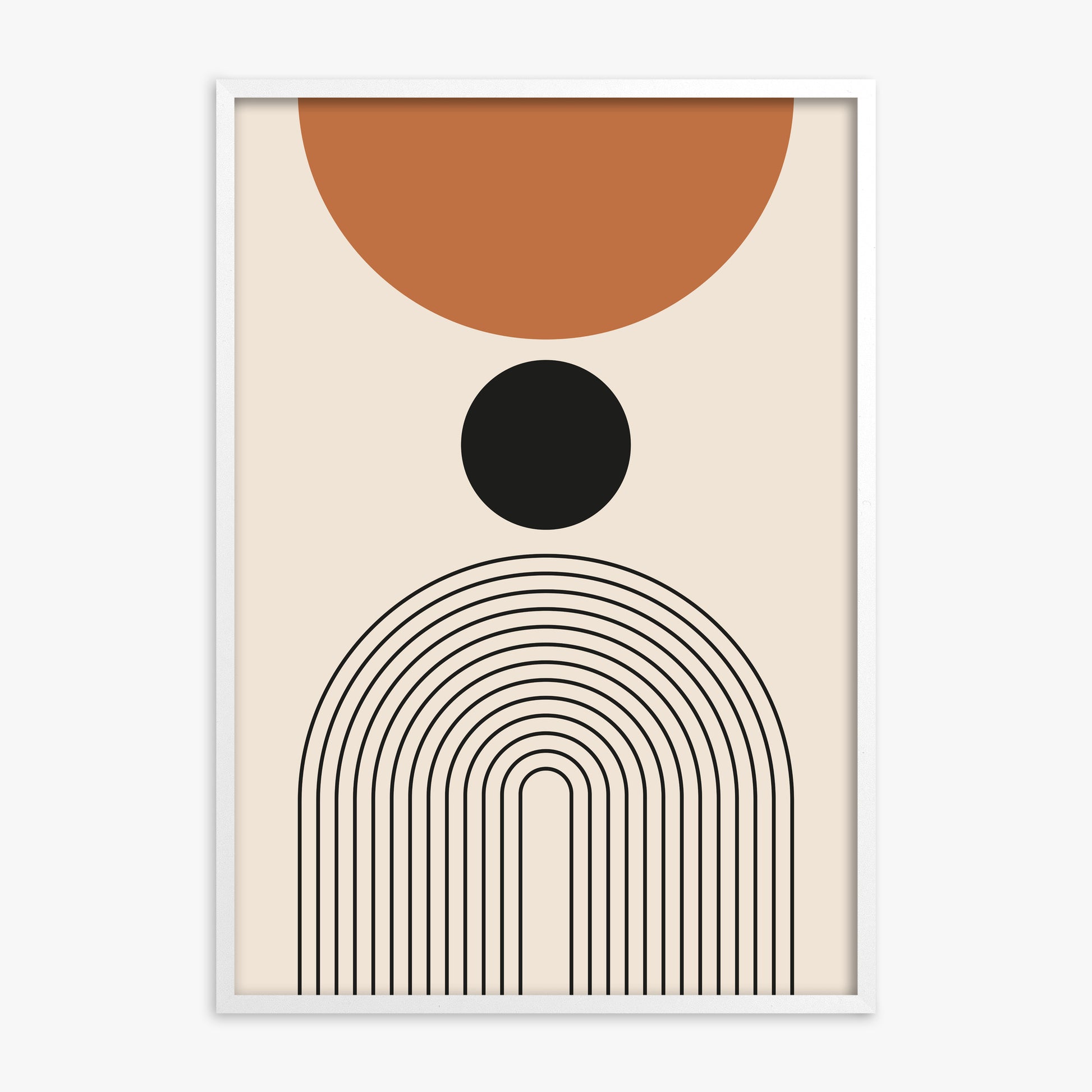Descending Eclipse, White Framed Poster With White Frame