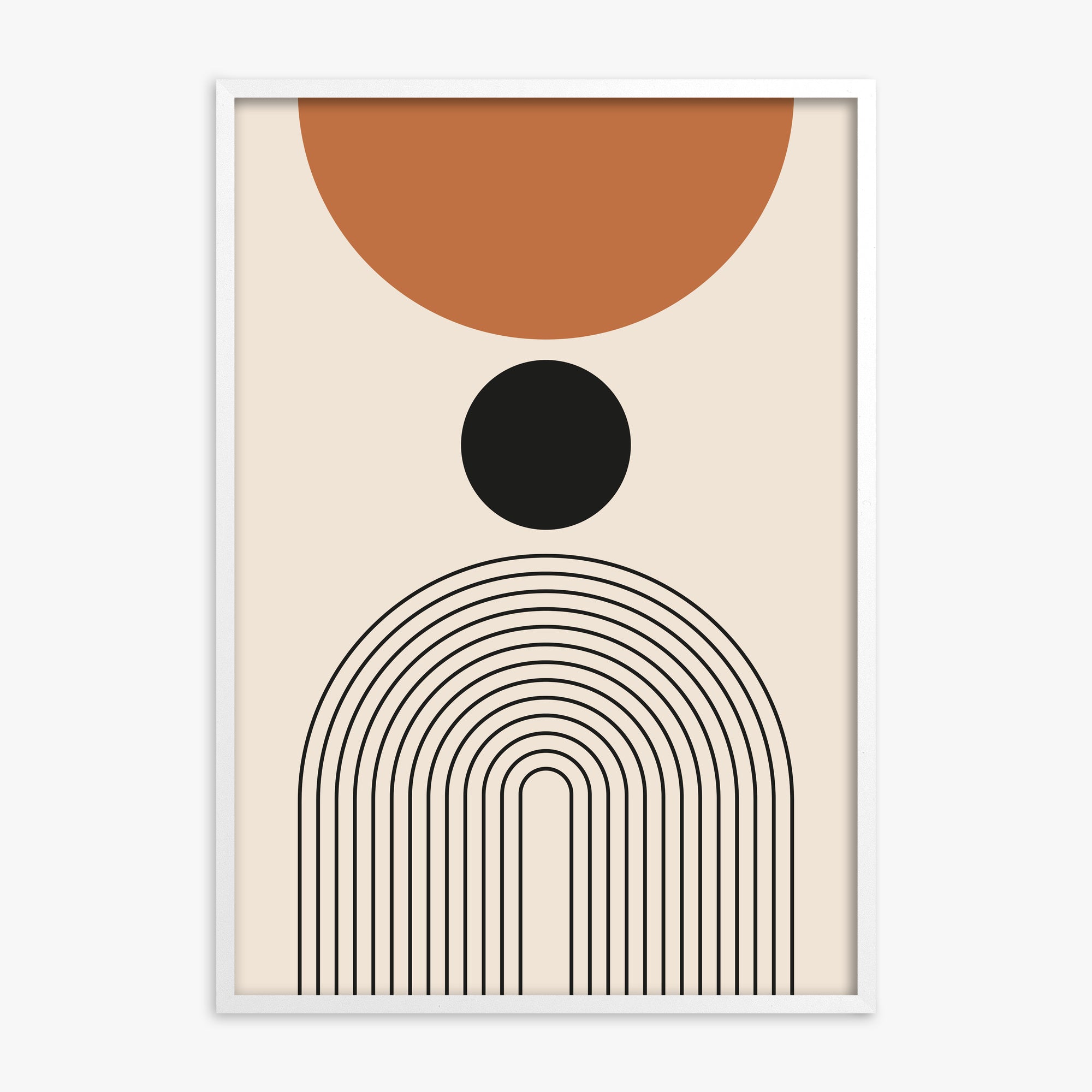 Descending Eclipse, White Framed Poster With White Frame