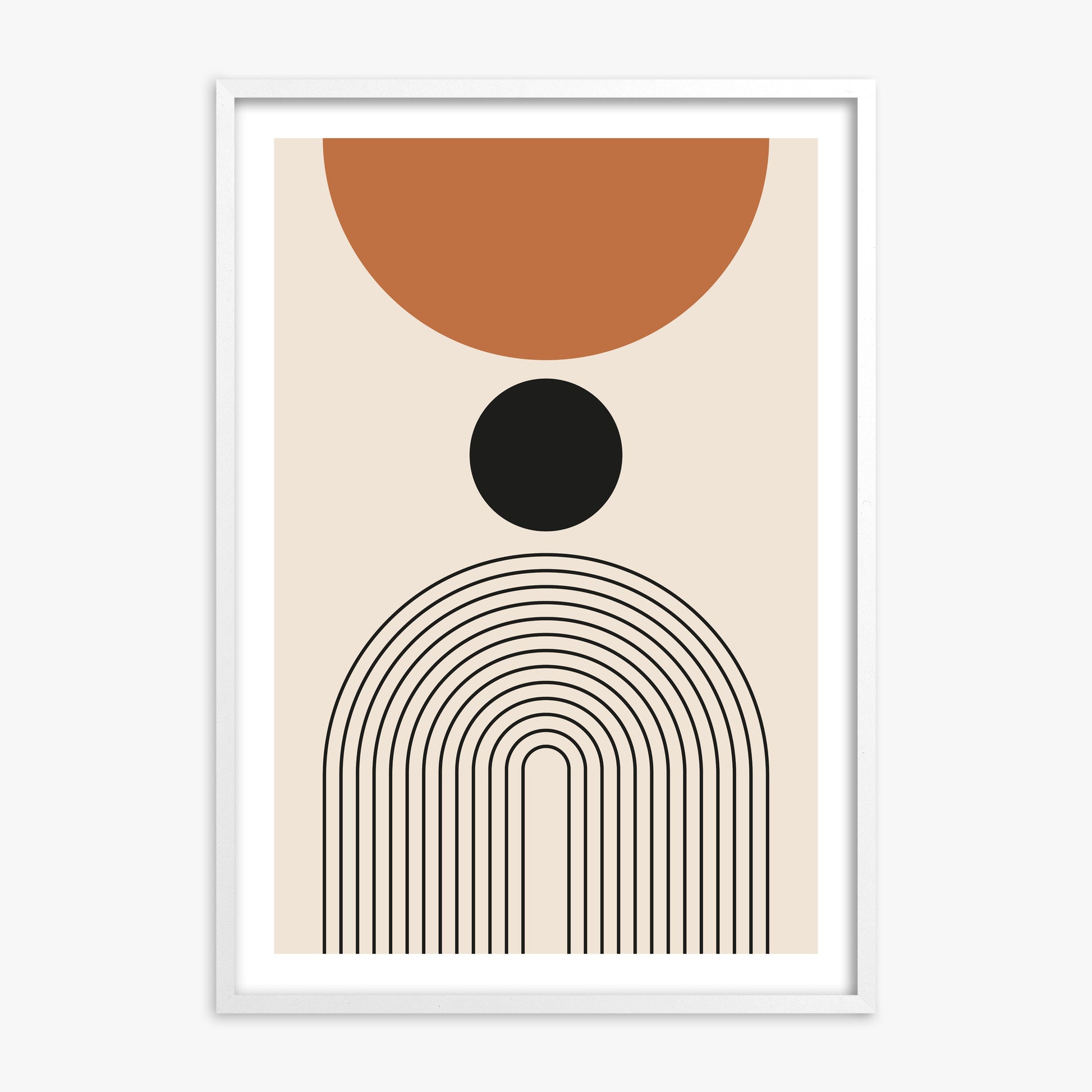 Descending Eclipse, White Framed Poster With White Frame