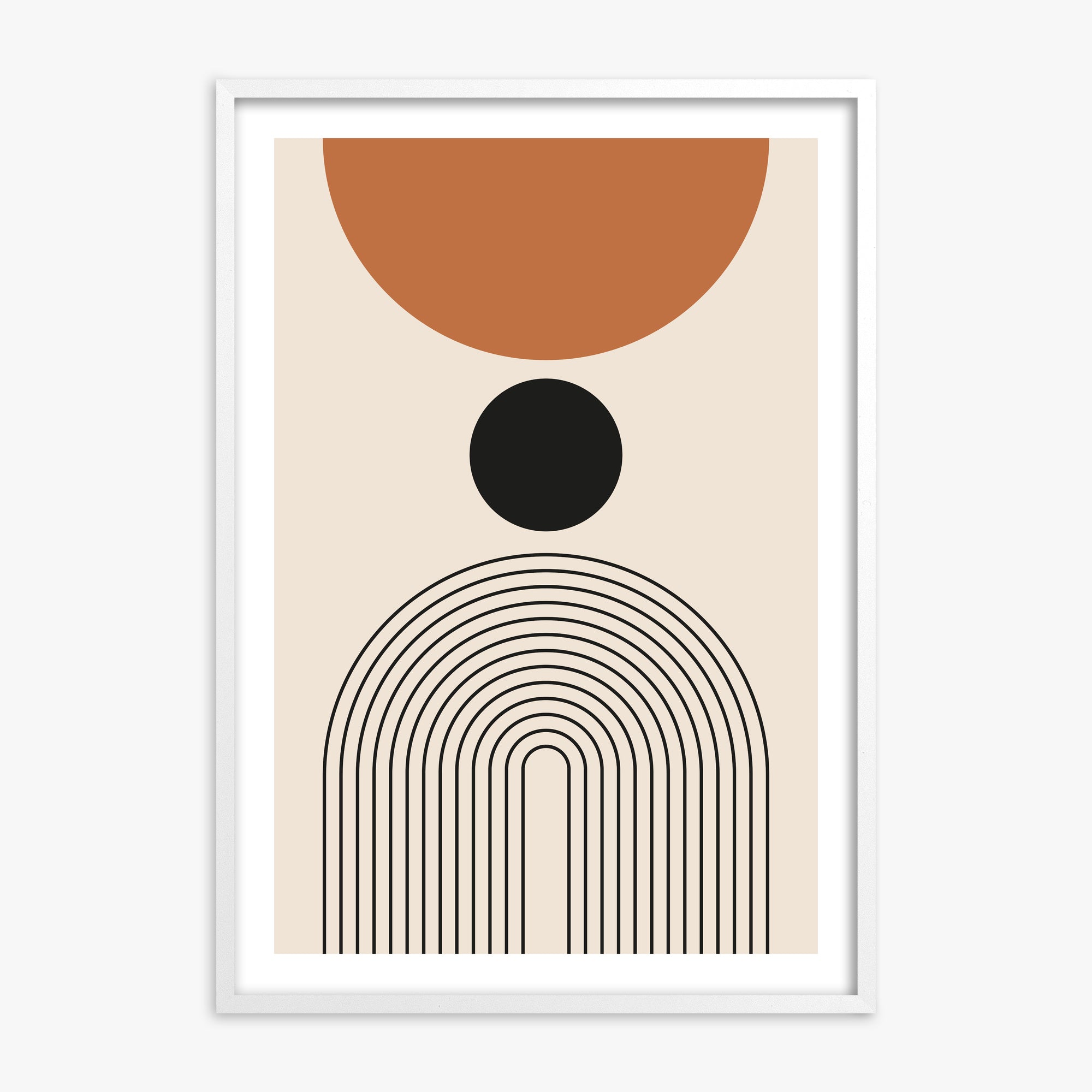 Descending Eclipse, White Framed Poster With White Frame