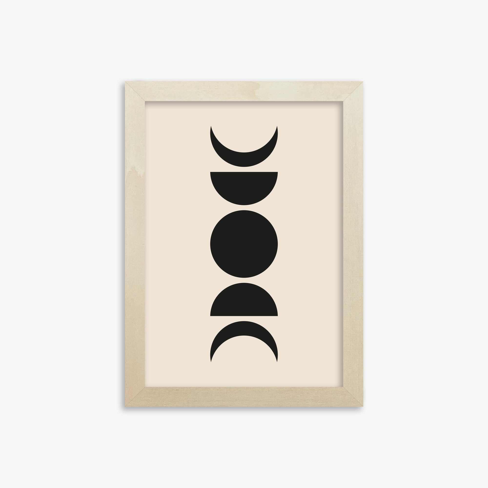 Lunar Phases, 21x30cm Framed Art Reproduction With Lime Wood Frame