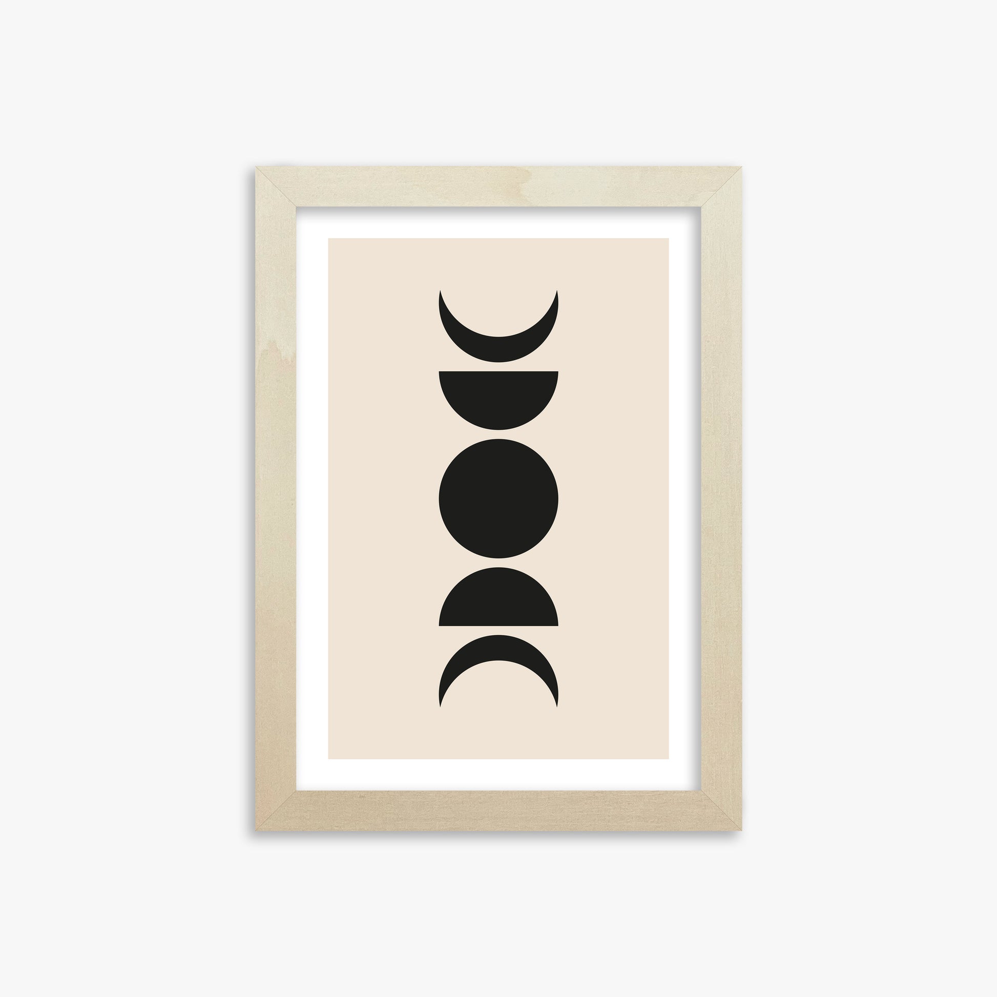 Lunar Phases, 21x30cm Framed Art Reproduction With Lime Wood Frame