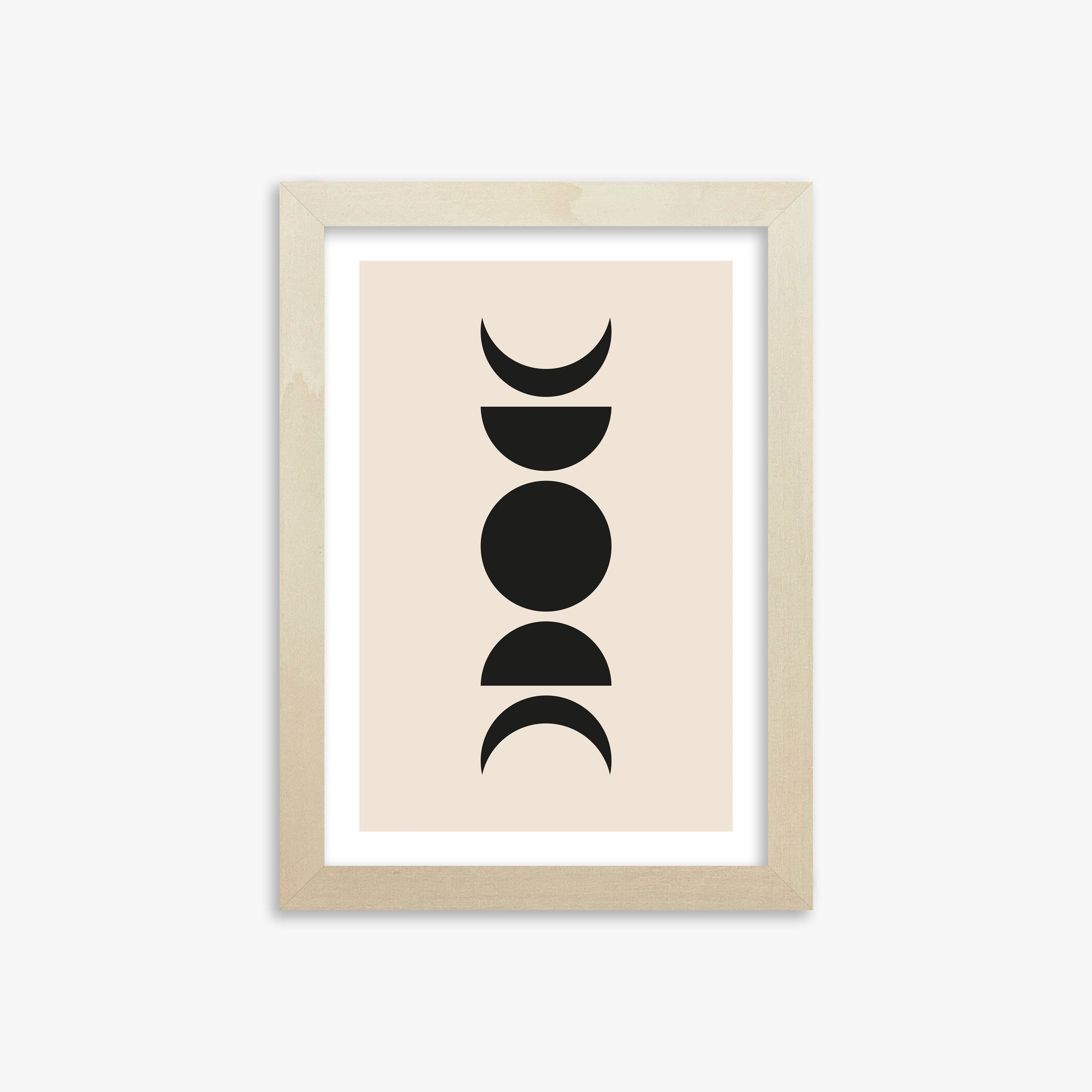 Lunar Phases, 21x30cm Framed Art Reproduction With Lime Wood Frame