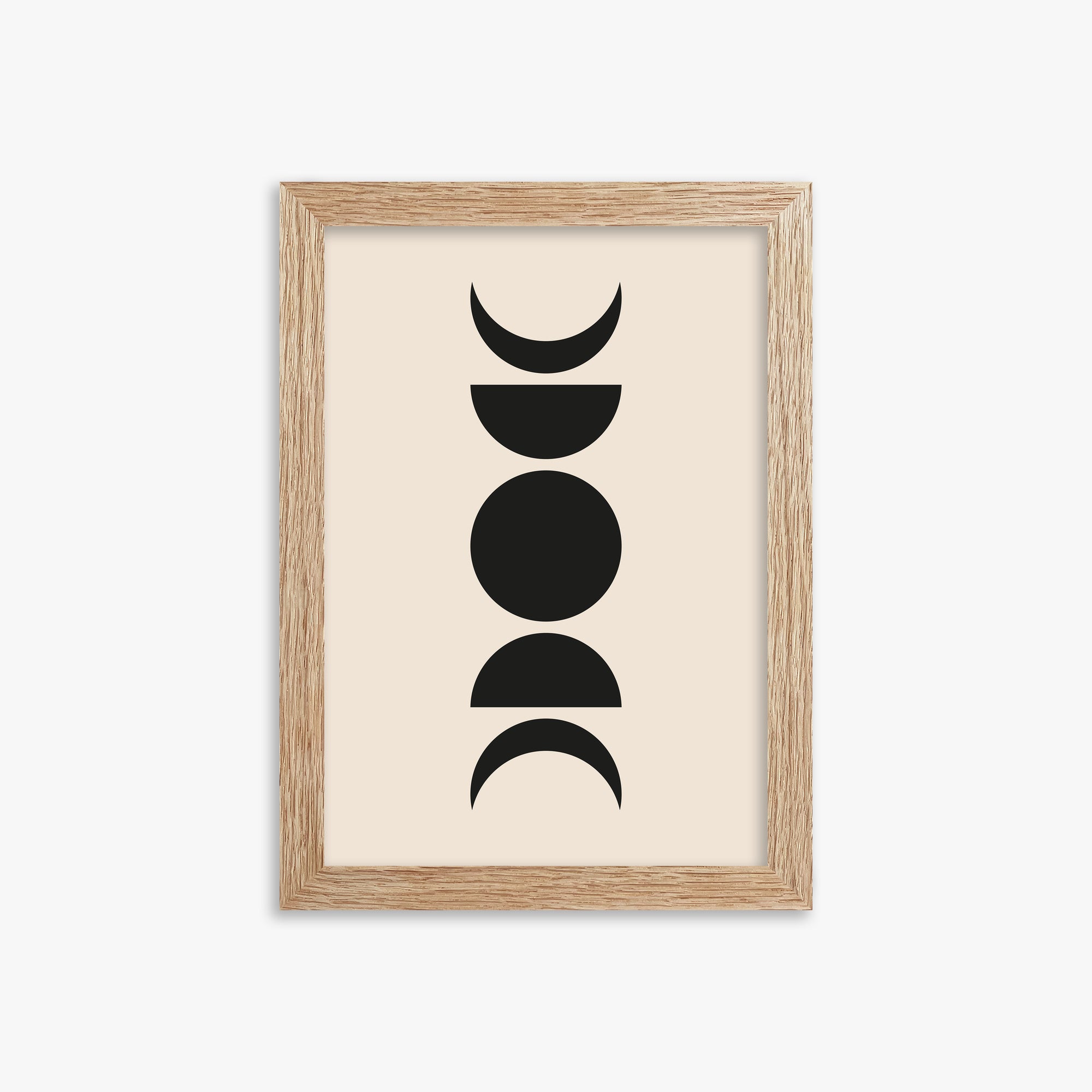 Lunar Phases, 21x30cm Framed Art Reproduction With Raw Oak Frame