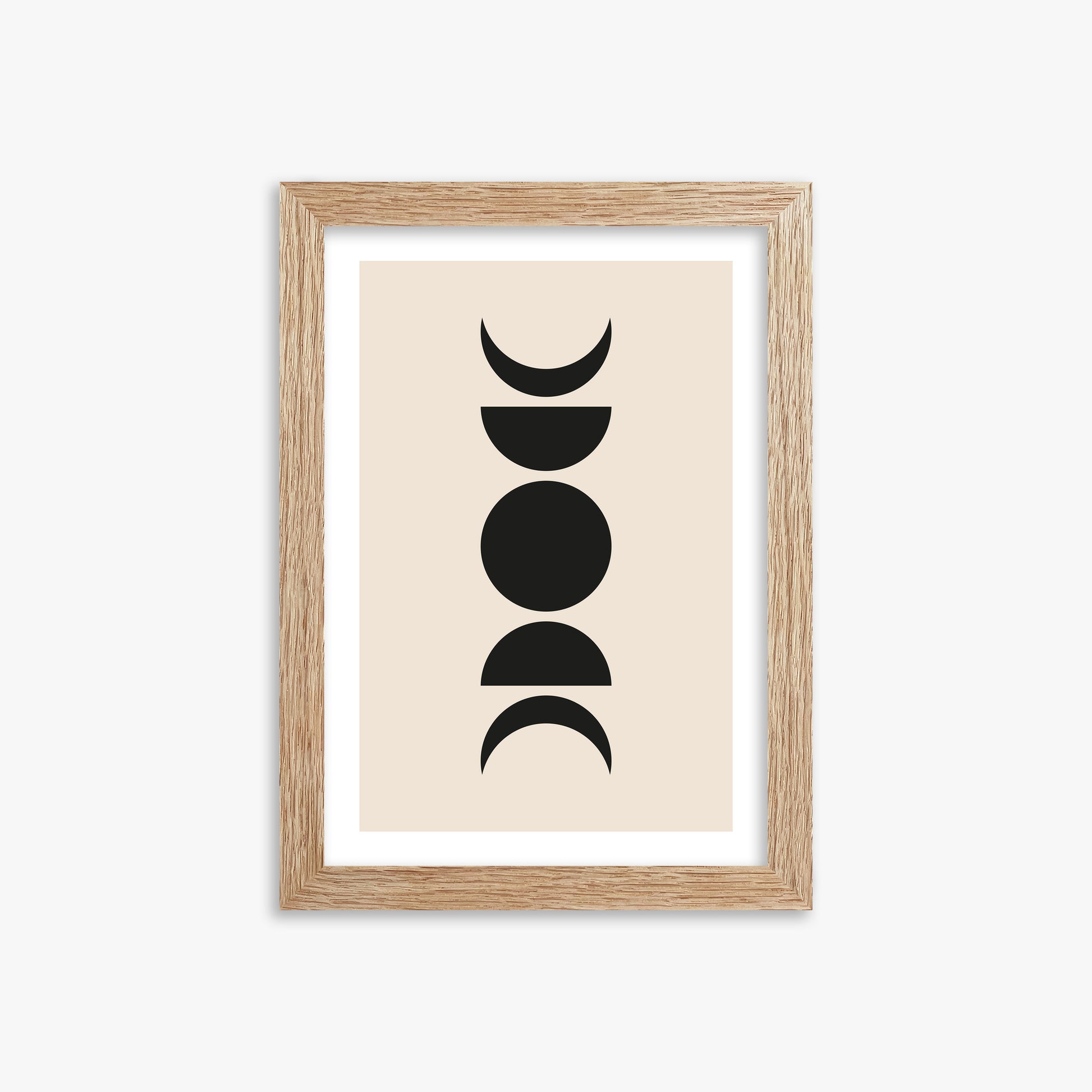 Lunar Phases, 21x30cm Framed Art Reproduction With Raw Oak Frame