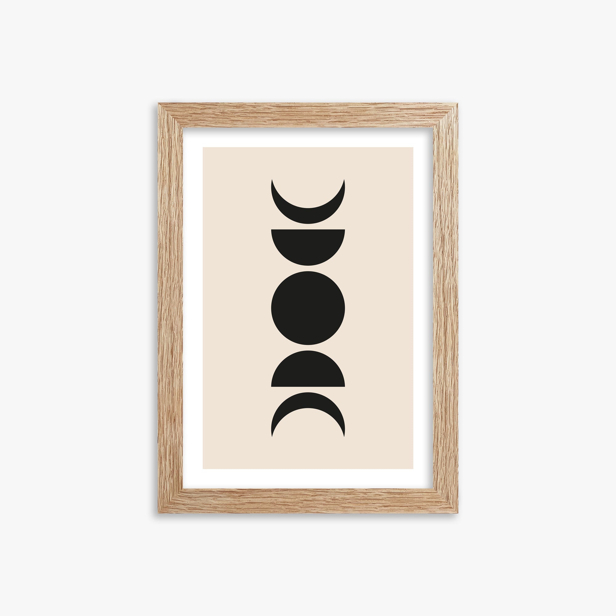 Lunar Phases, 21x30cm Framed Art Reproduction With Raw Oak Frame