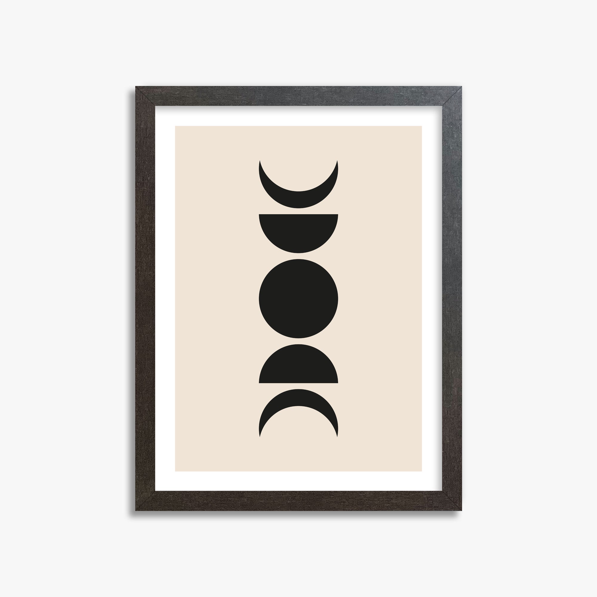 Lunar Phases, 30x40cm Framed Art Reproduction With Espresso Frame