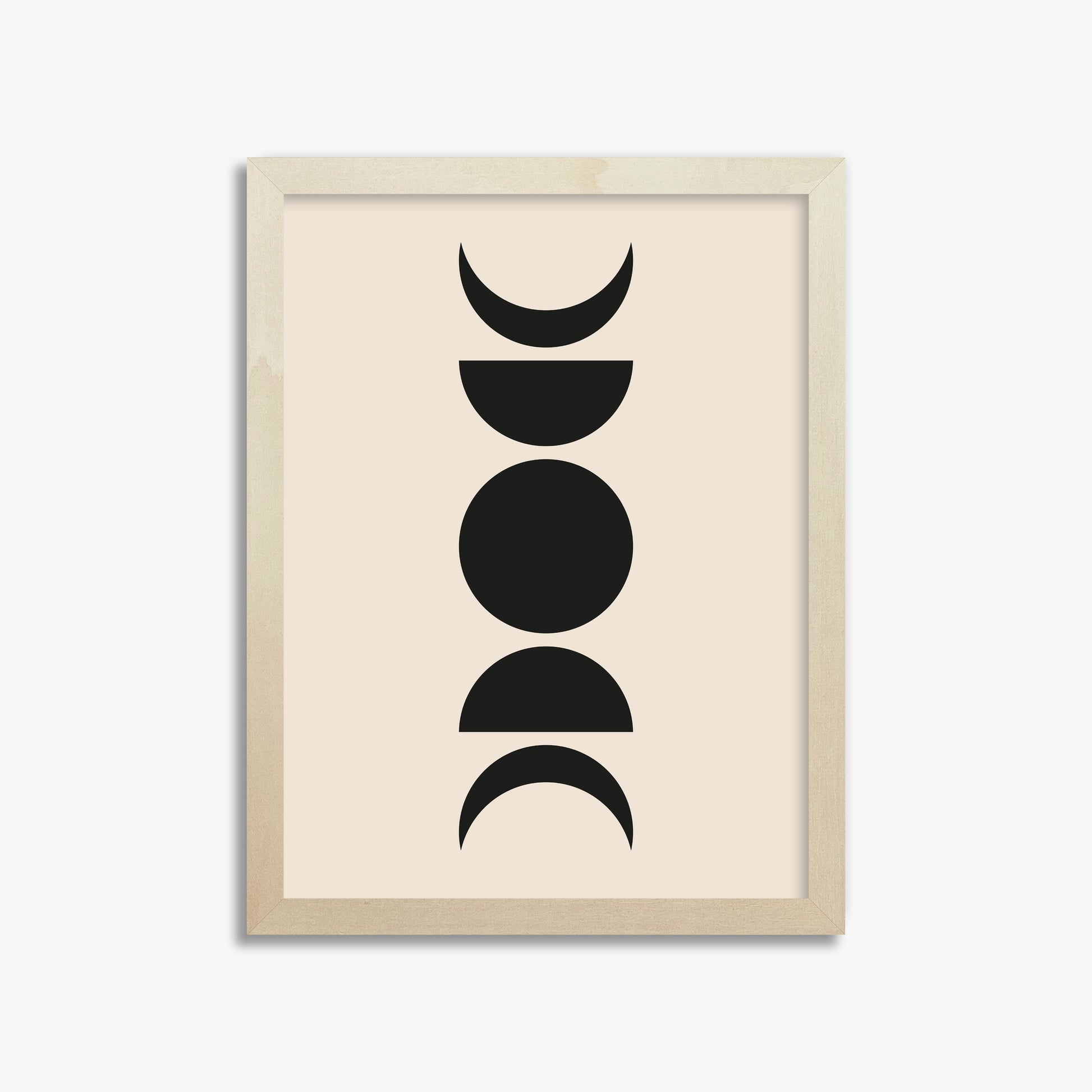 Lunar Phases, 30x40cm Framed Art Reproduction With Lime Wood Frame