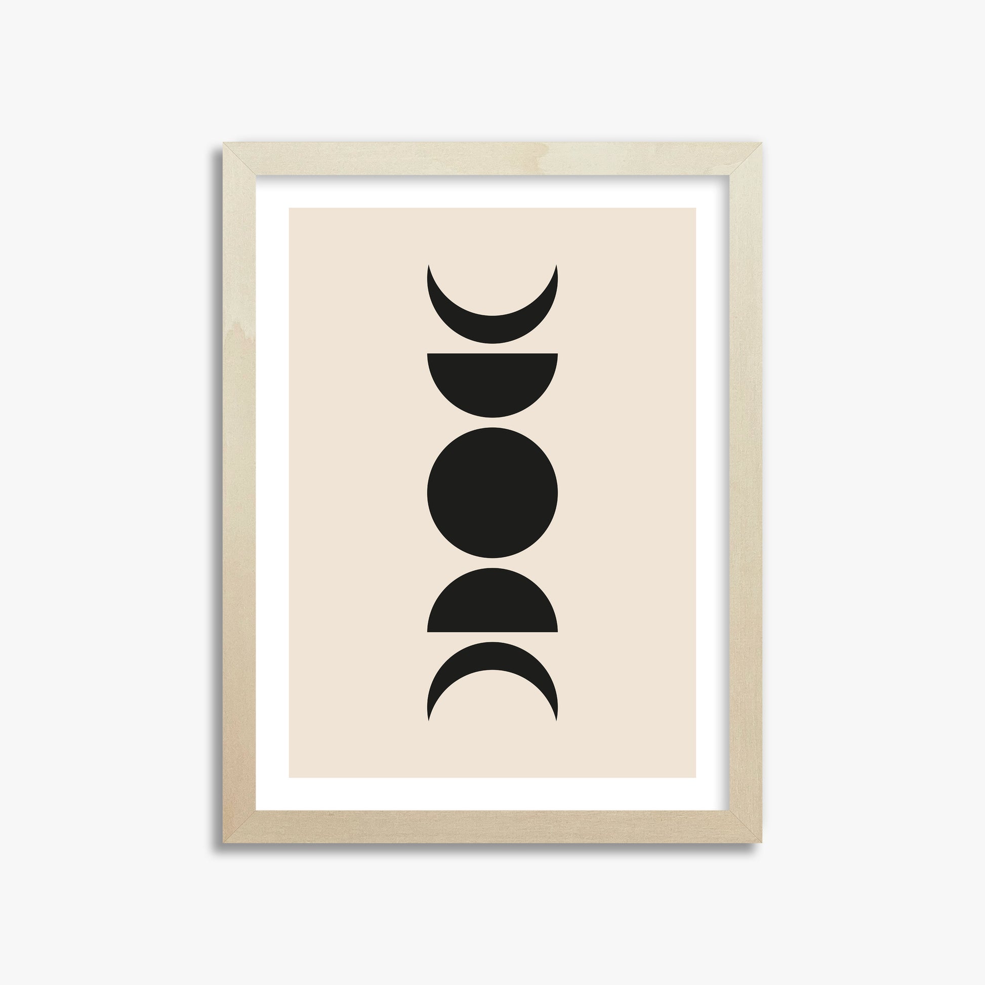 Lunar Phases, 30x40cm Framed Art Reproduction With Lime Wood Frame